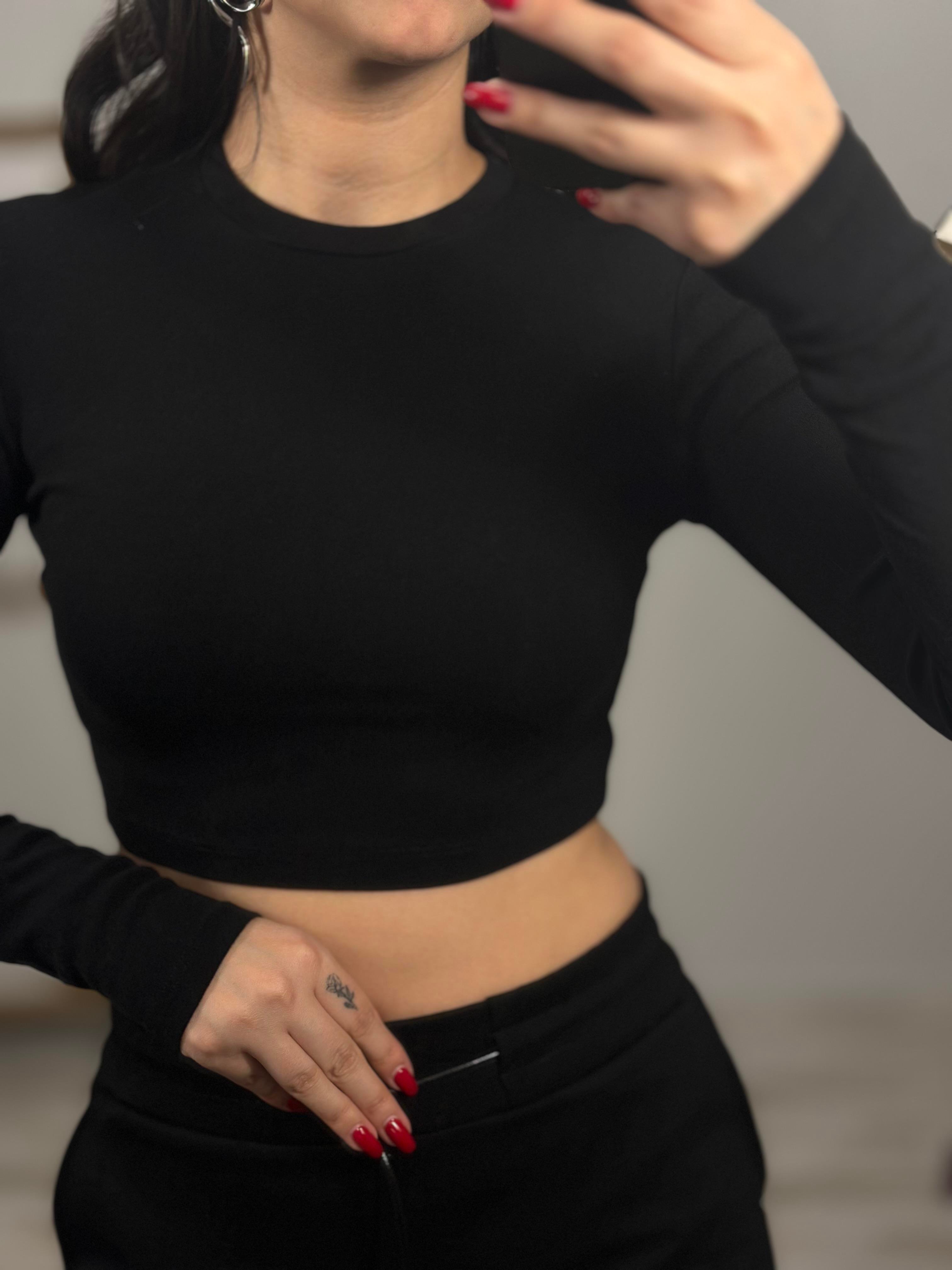 31236 UZUN KOLLU CROP TOP