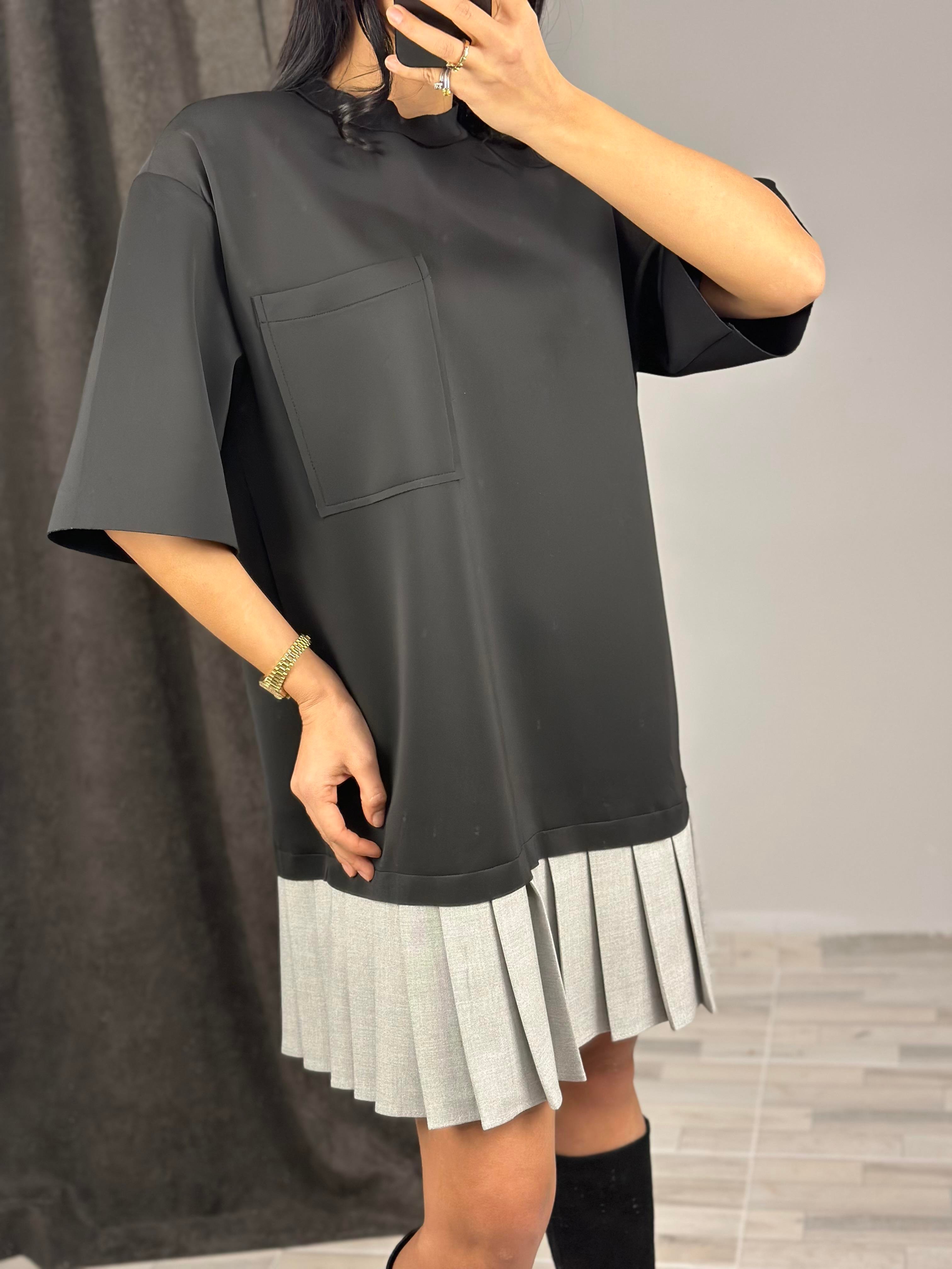 34202 PLISE DETAYLI TSHIRT ELBISE
