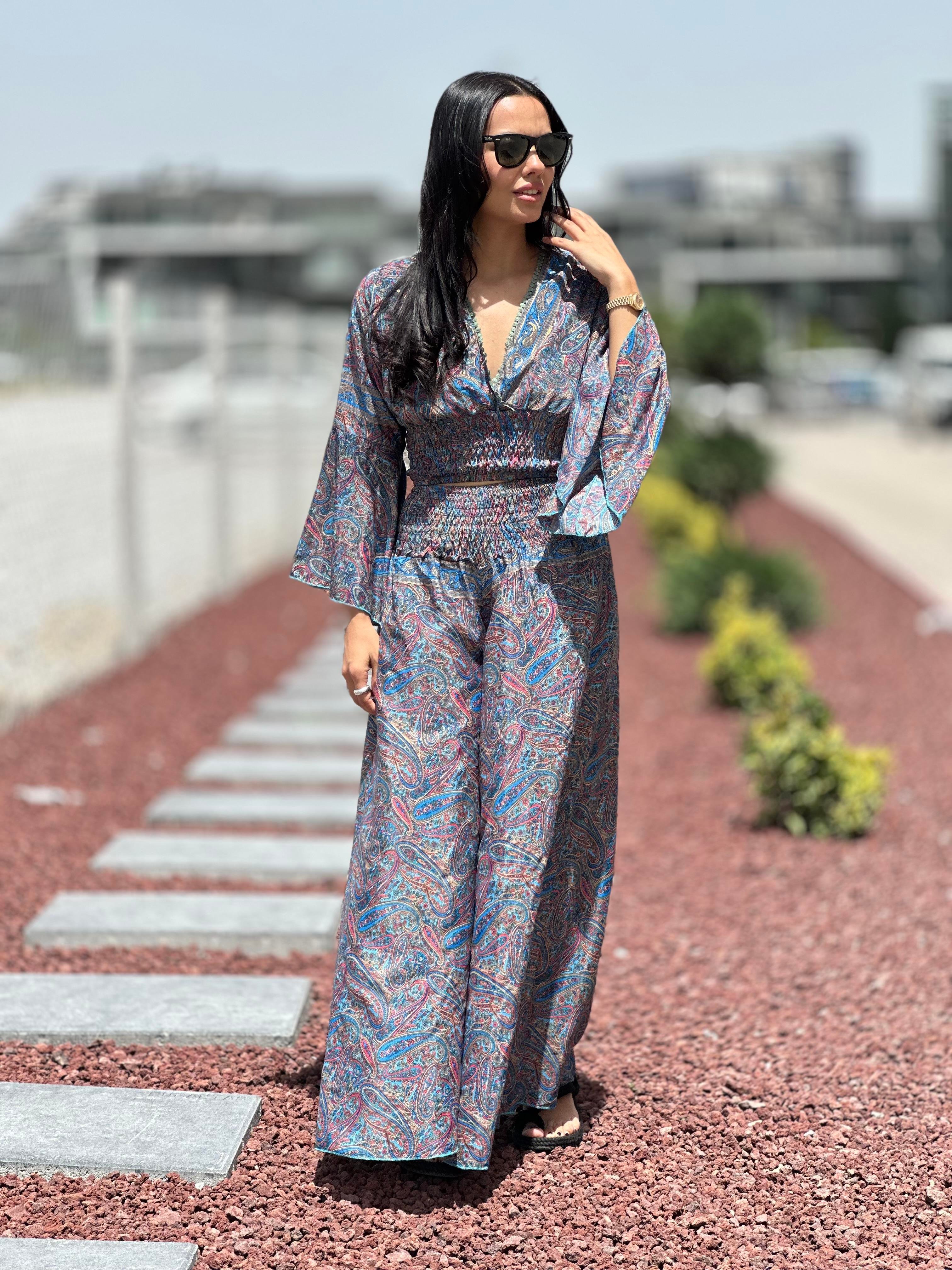 37203 DESENLI BLUZ PANTOLON TAKIM