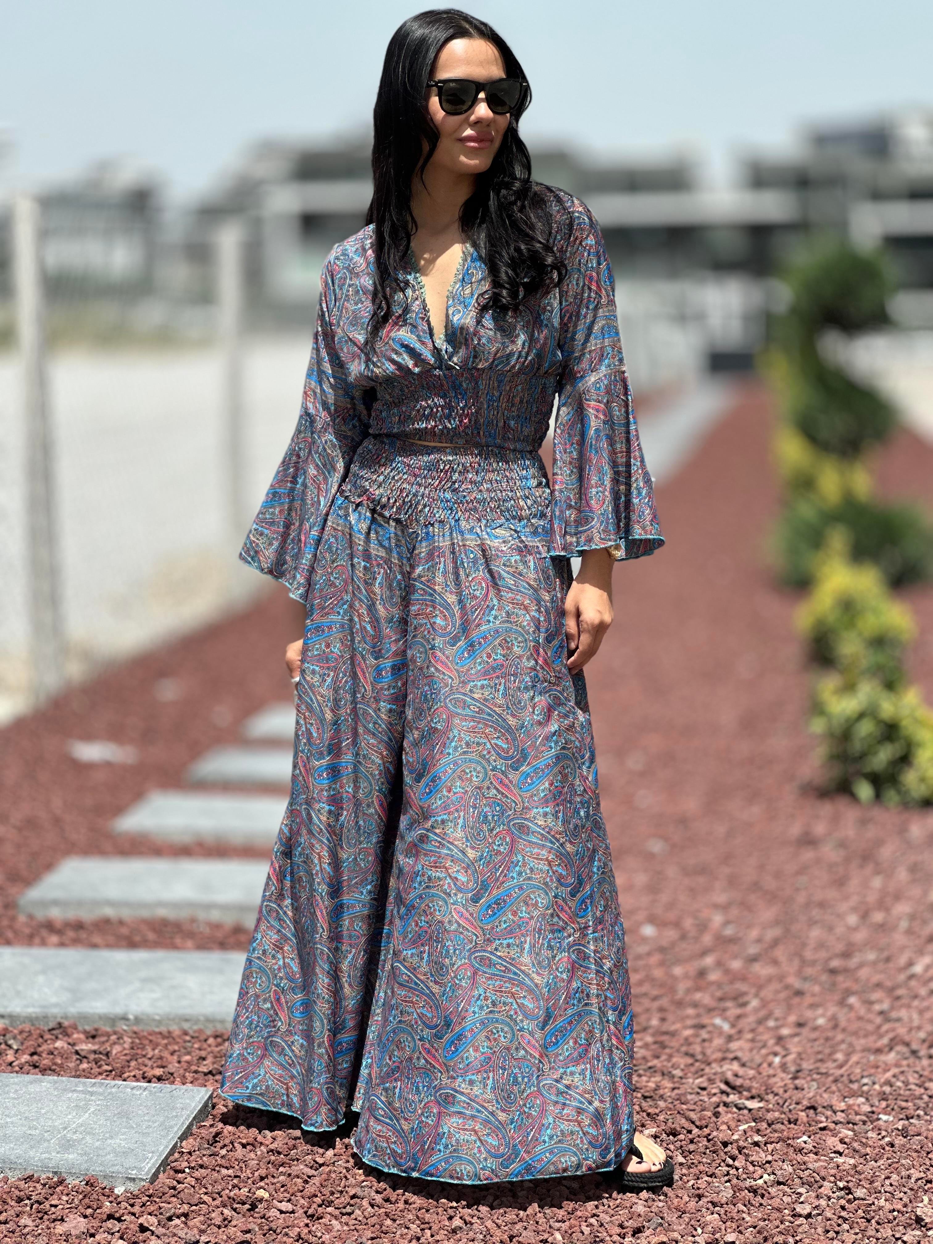 37203 DESENLI BLUZ PANTOLON TAKIM