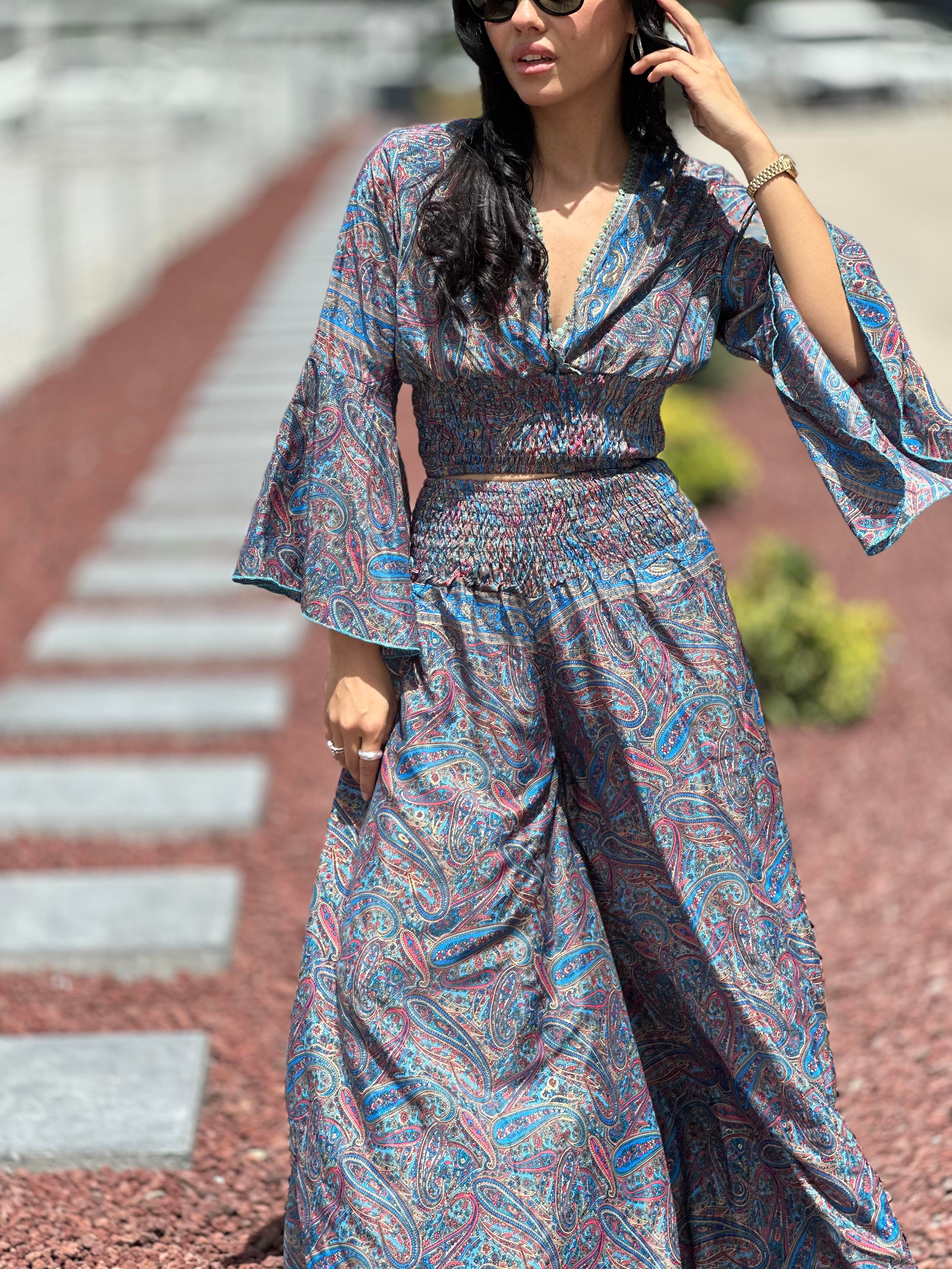 37203 DESENLI BLUZ PANTOLON TAKIM
