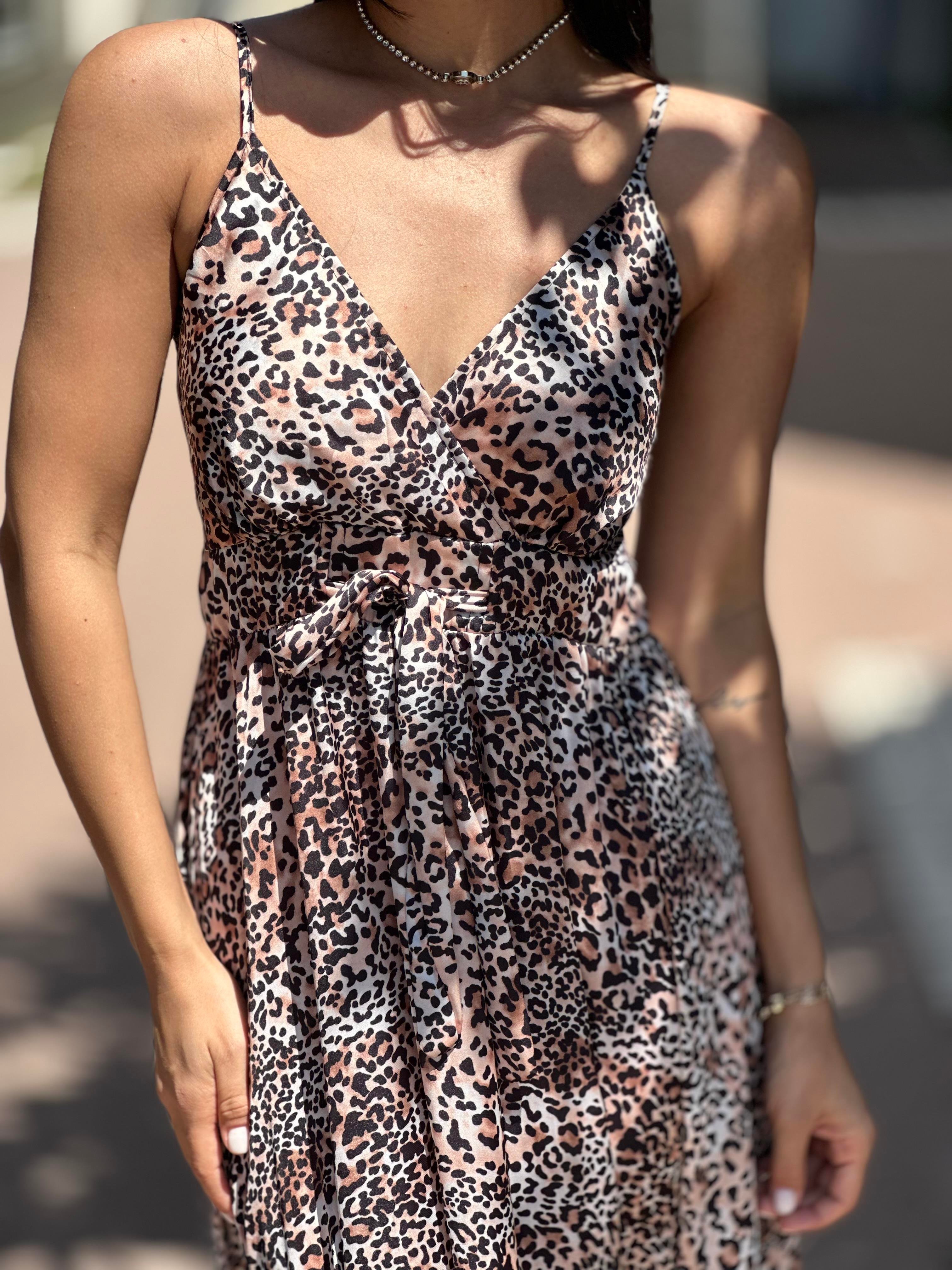 37509 ASKILI LEOPAR DESEN ELBISE