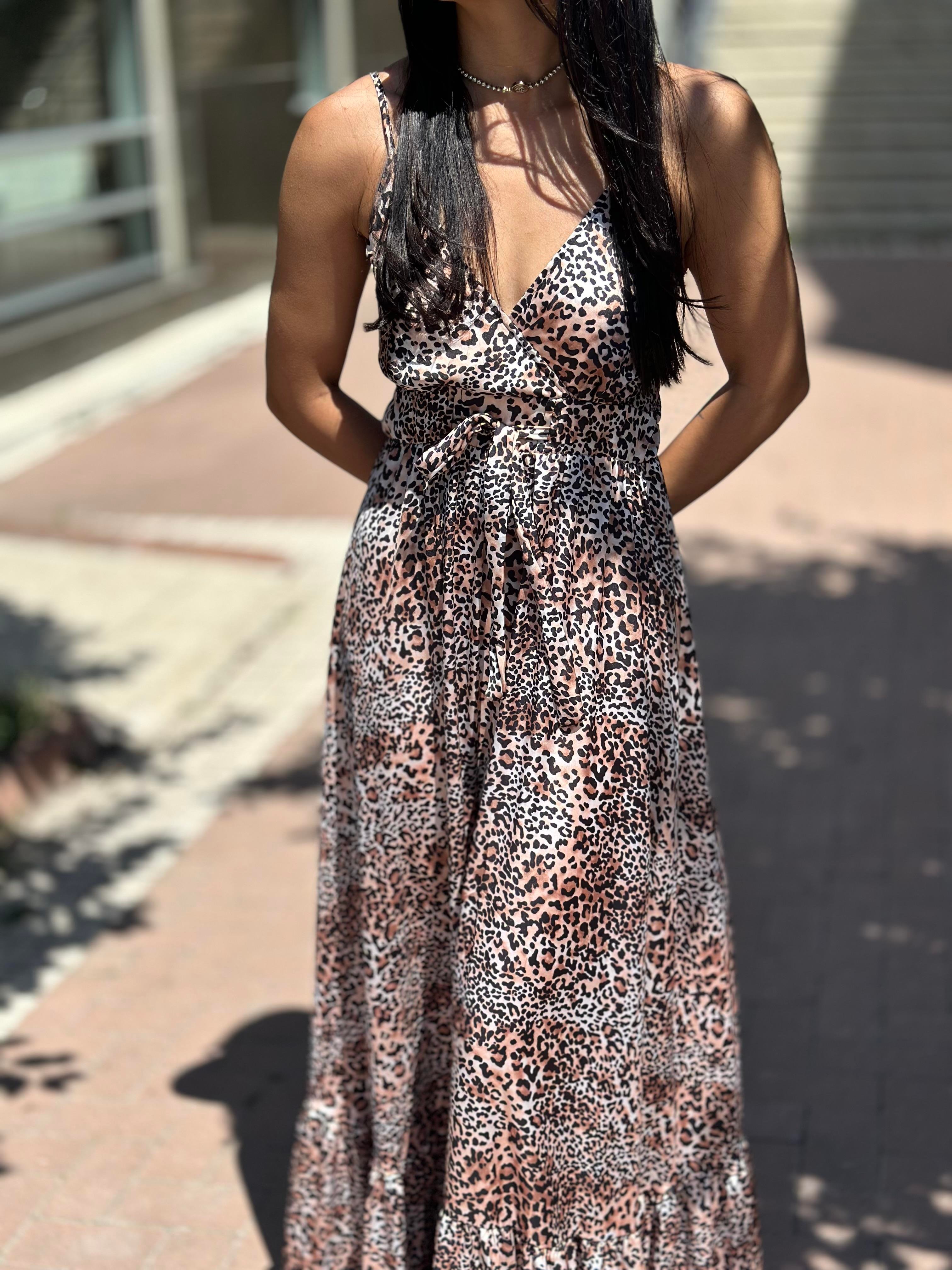 37509 ASKILI LEOPAR DESEN ELBISE