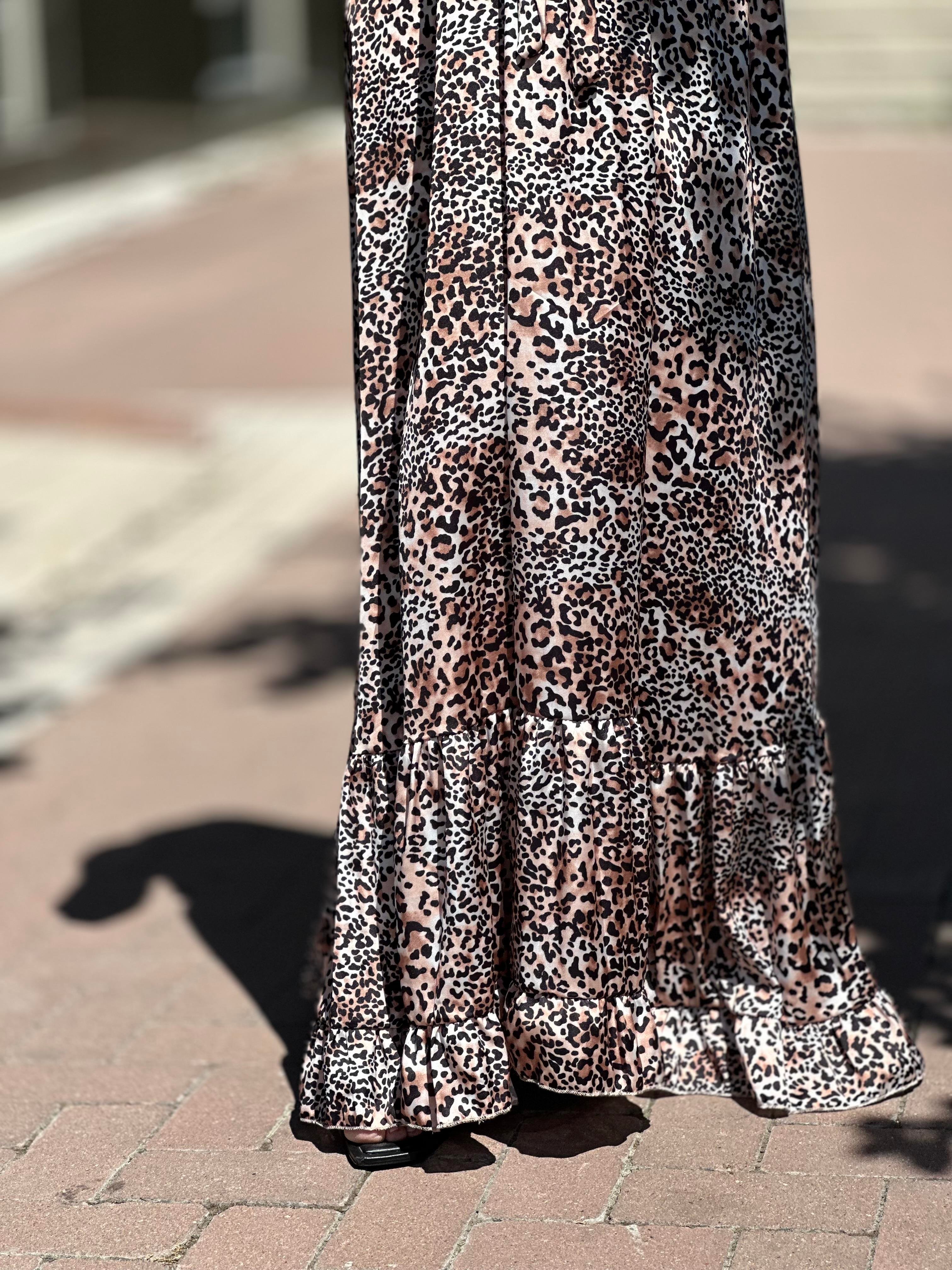 37509 ASKILI LEOPAR DESEN ELBISE