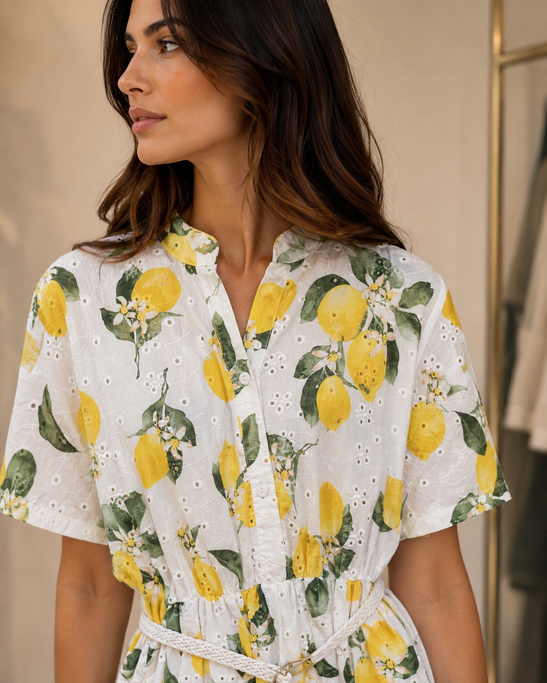 39935 LIMON BASKILI ELBISE