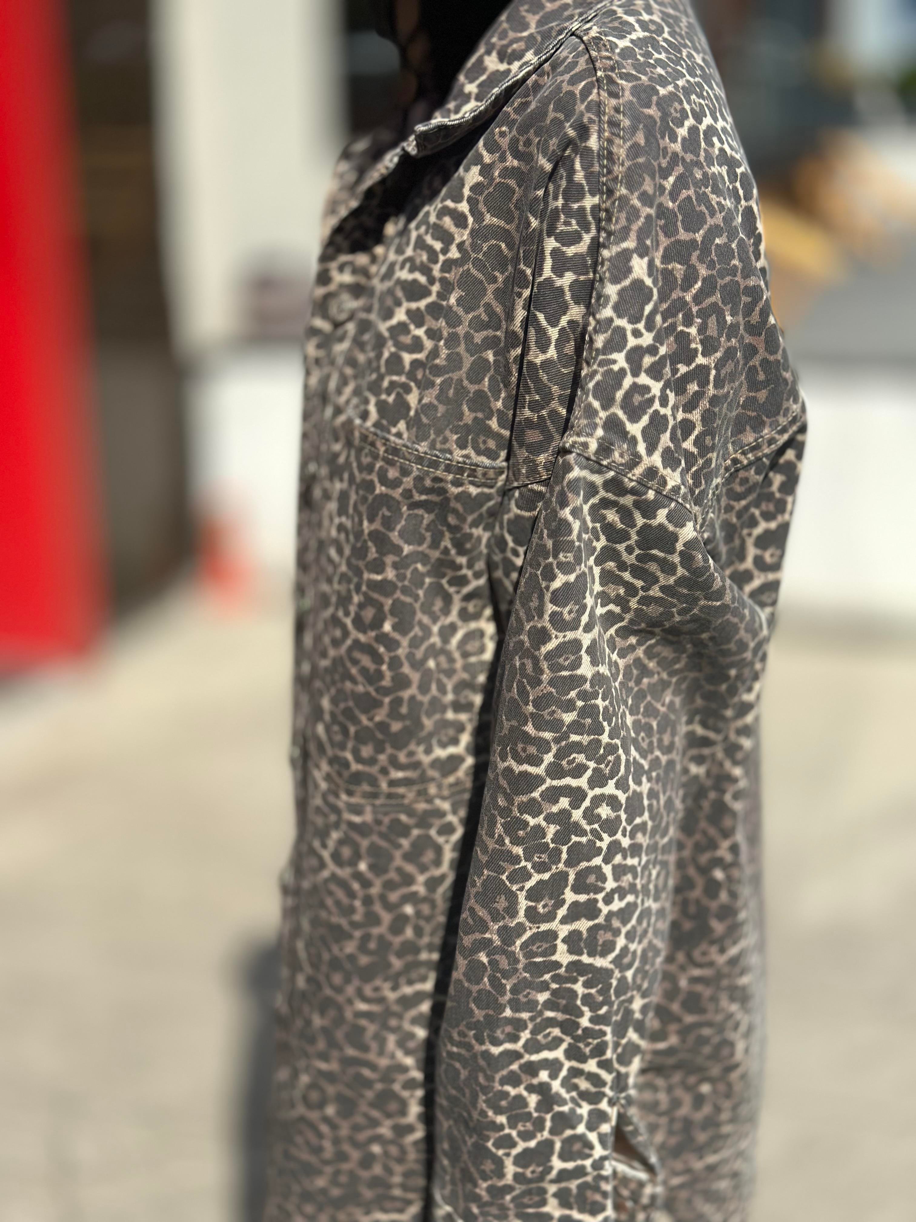 50737 LEOPAR DESEN OVERSIZE GOMLEK