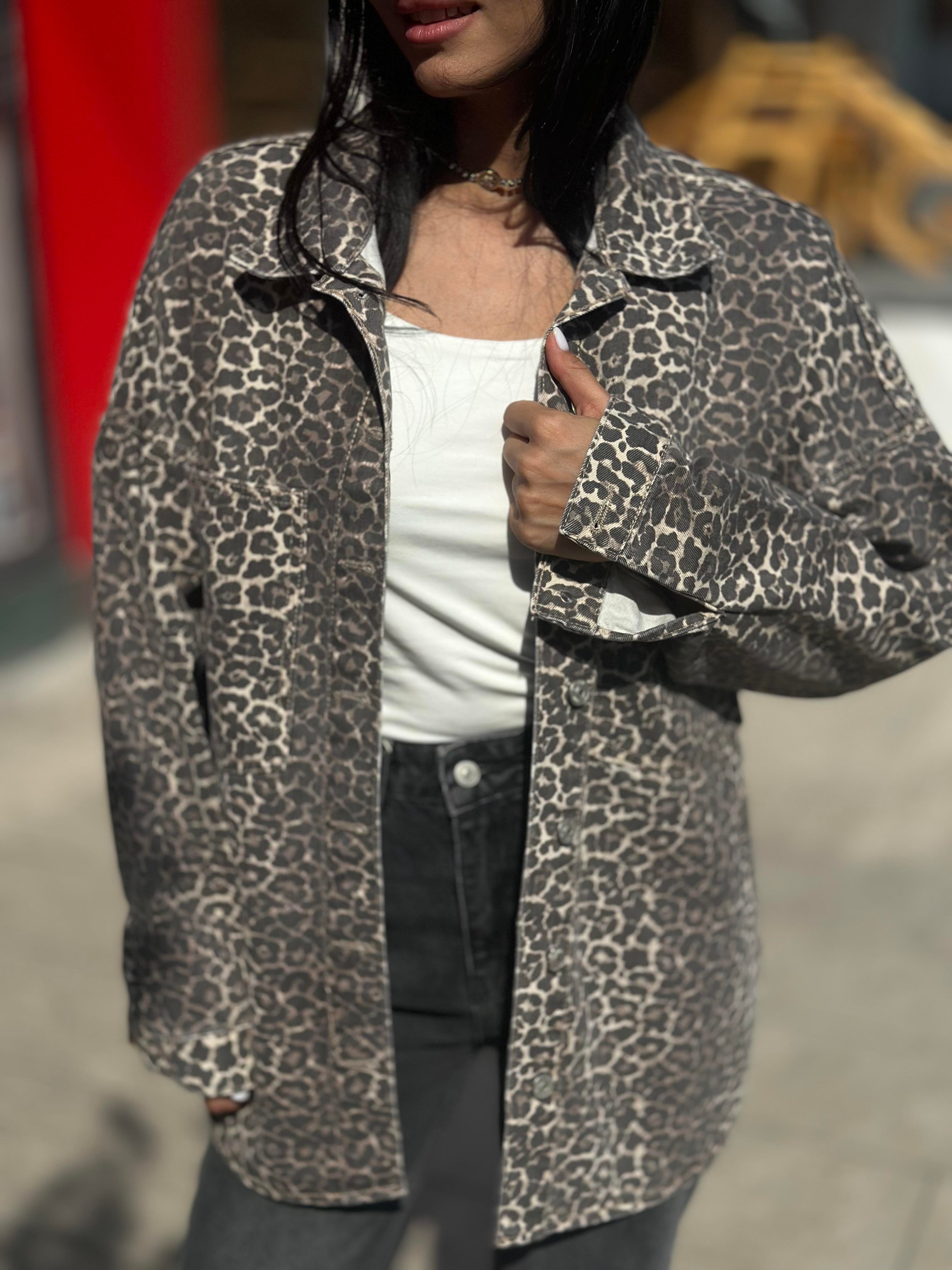 50737 LEOPAR DESEN OVERSIZE GOMLEK