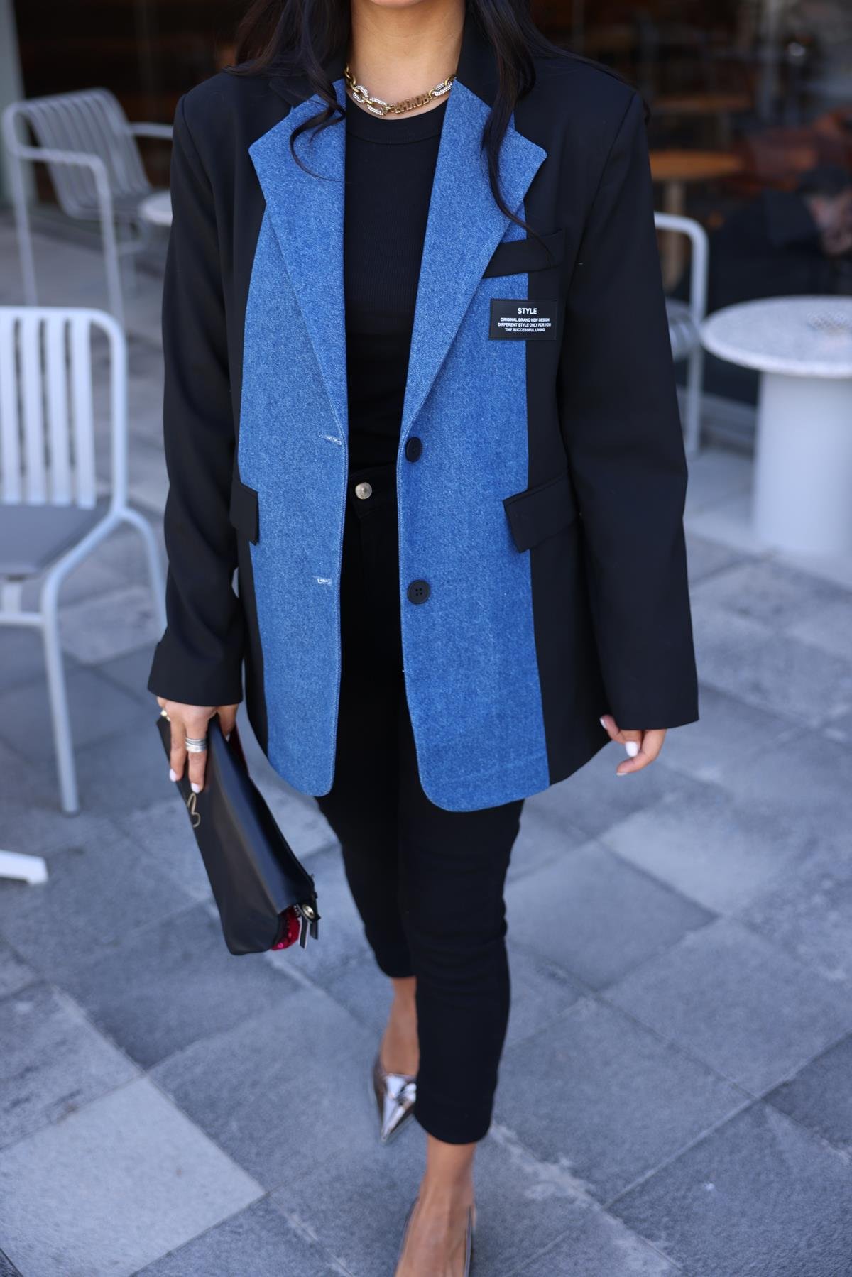 51301 KOT DETAYLI TASARIM BLAZER CEKET