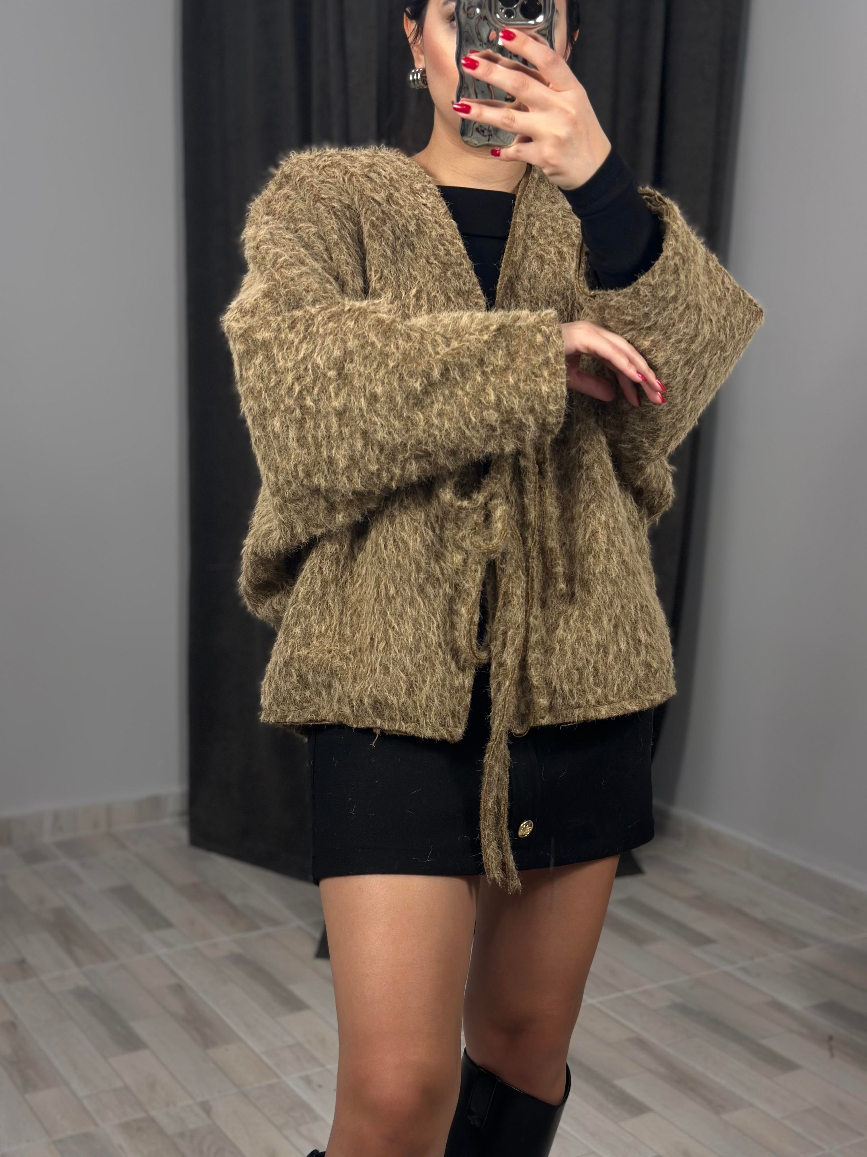 6063 BAGLAMA DETAYLI TRIKO CEKET