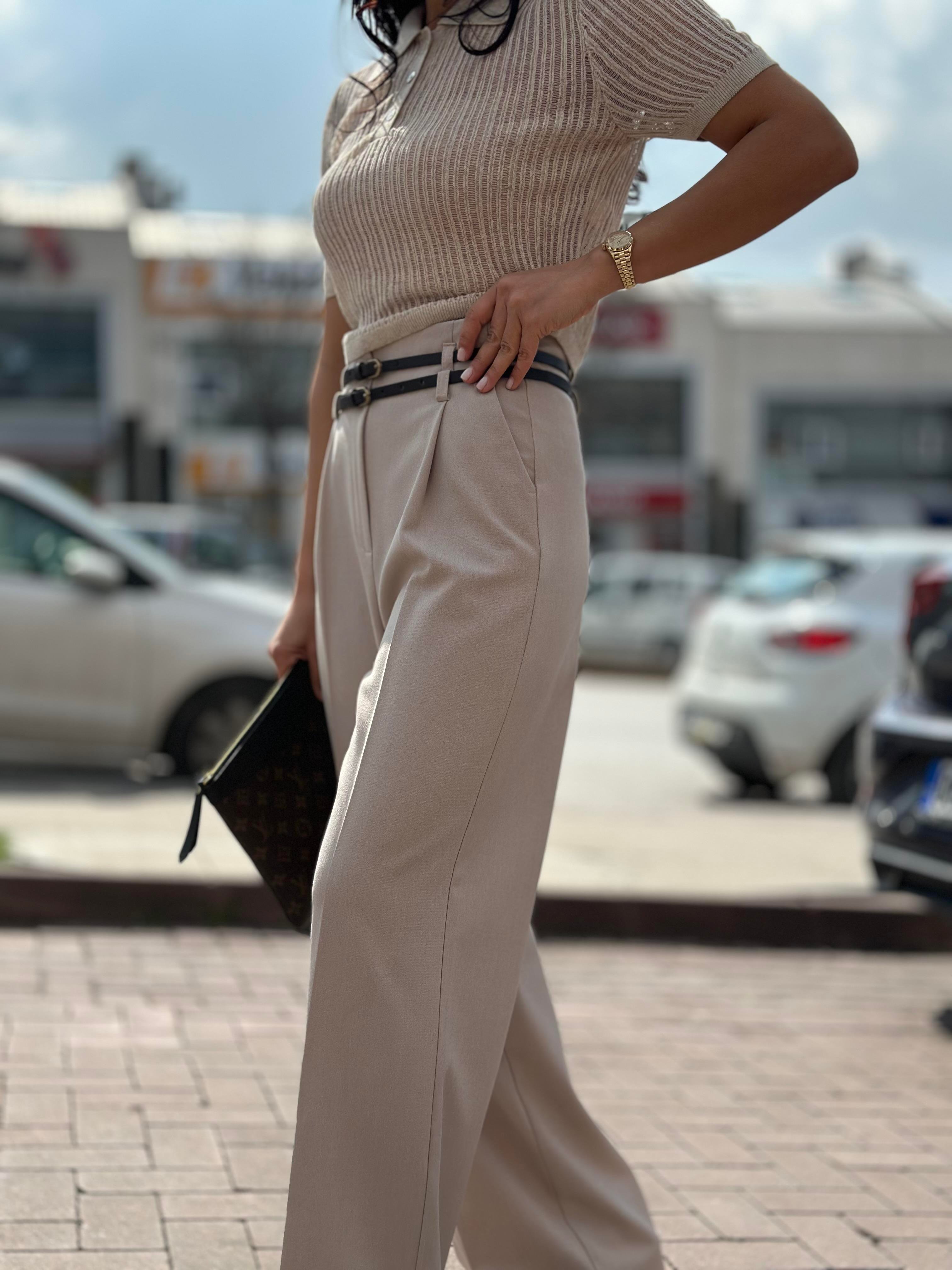 71260 KEMERLI YUKSEK BEL PANTOLON
