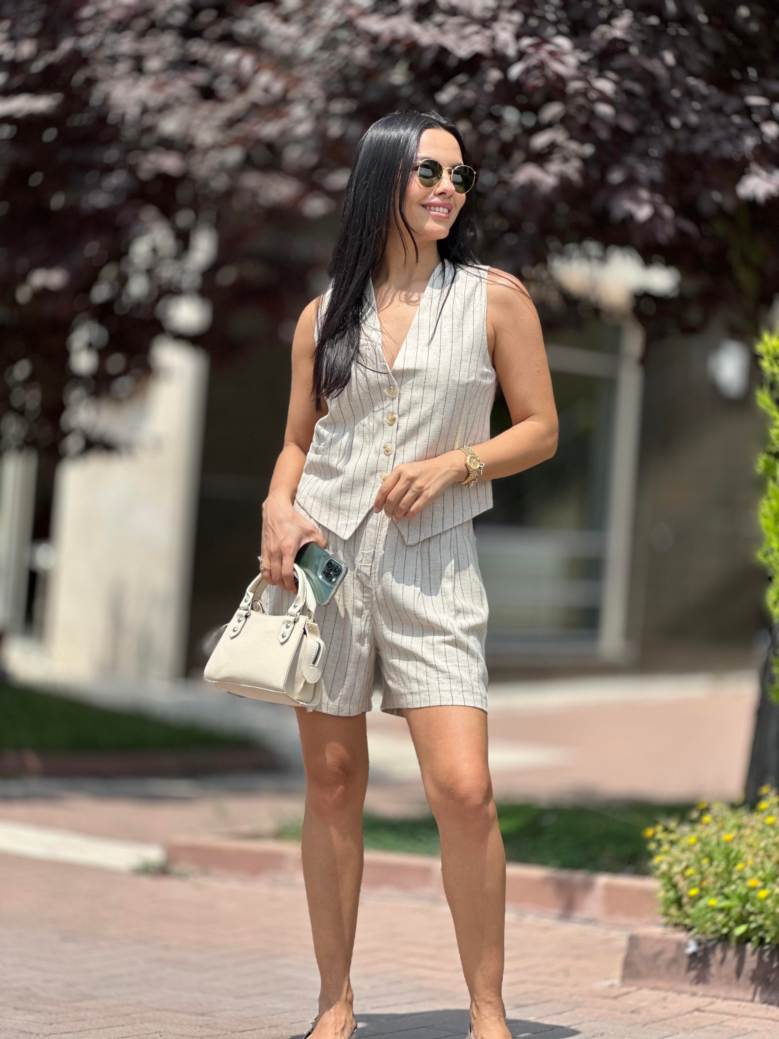 7142 CIZGILI KETEN SORT YELEK TAKIM
