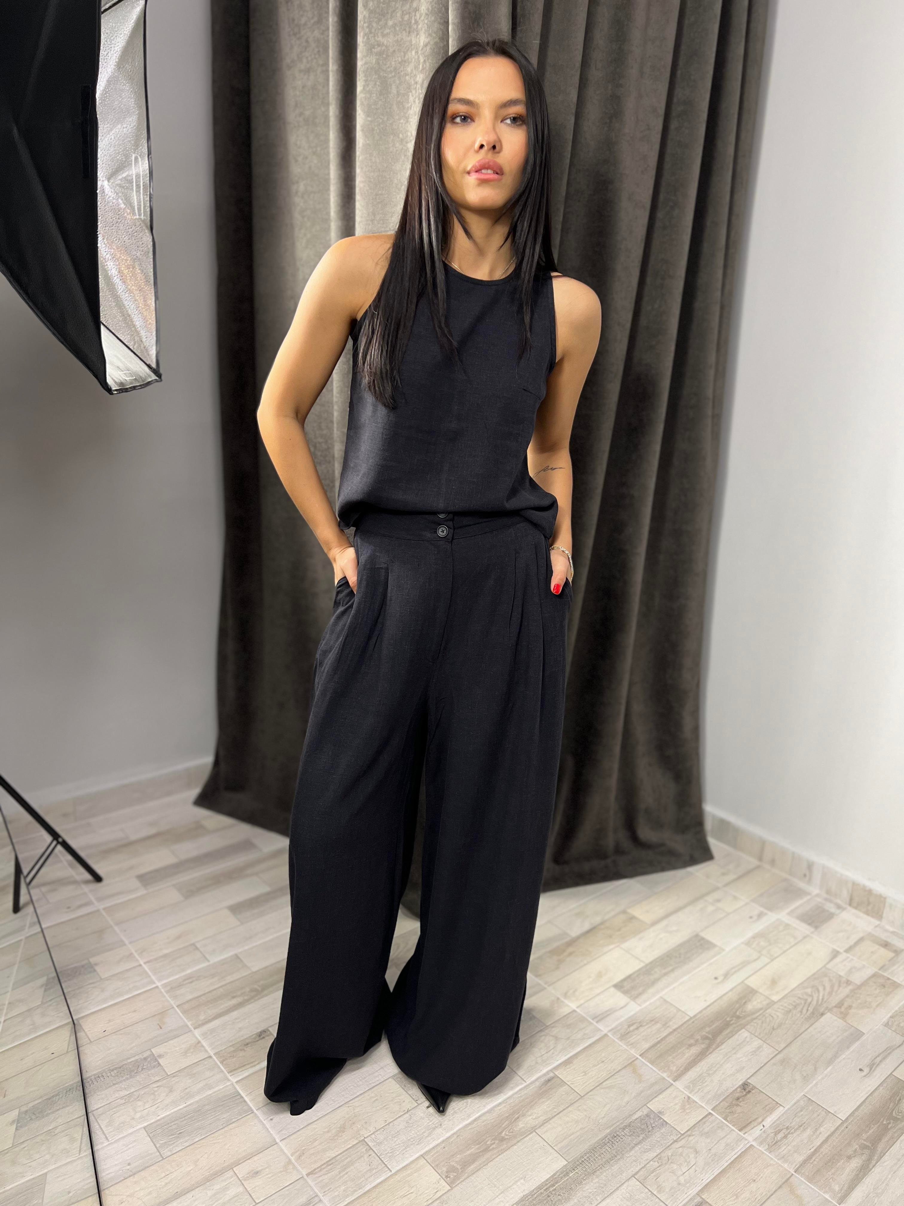 7143 KETEN BLUZ PANTOLON TAKIM
