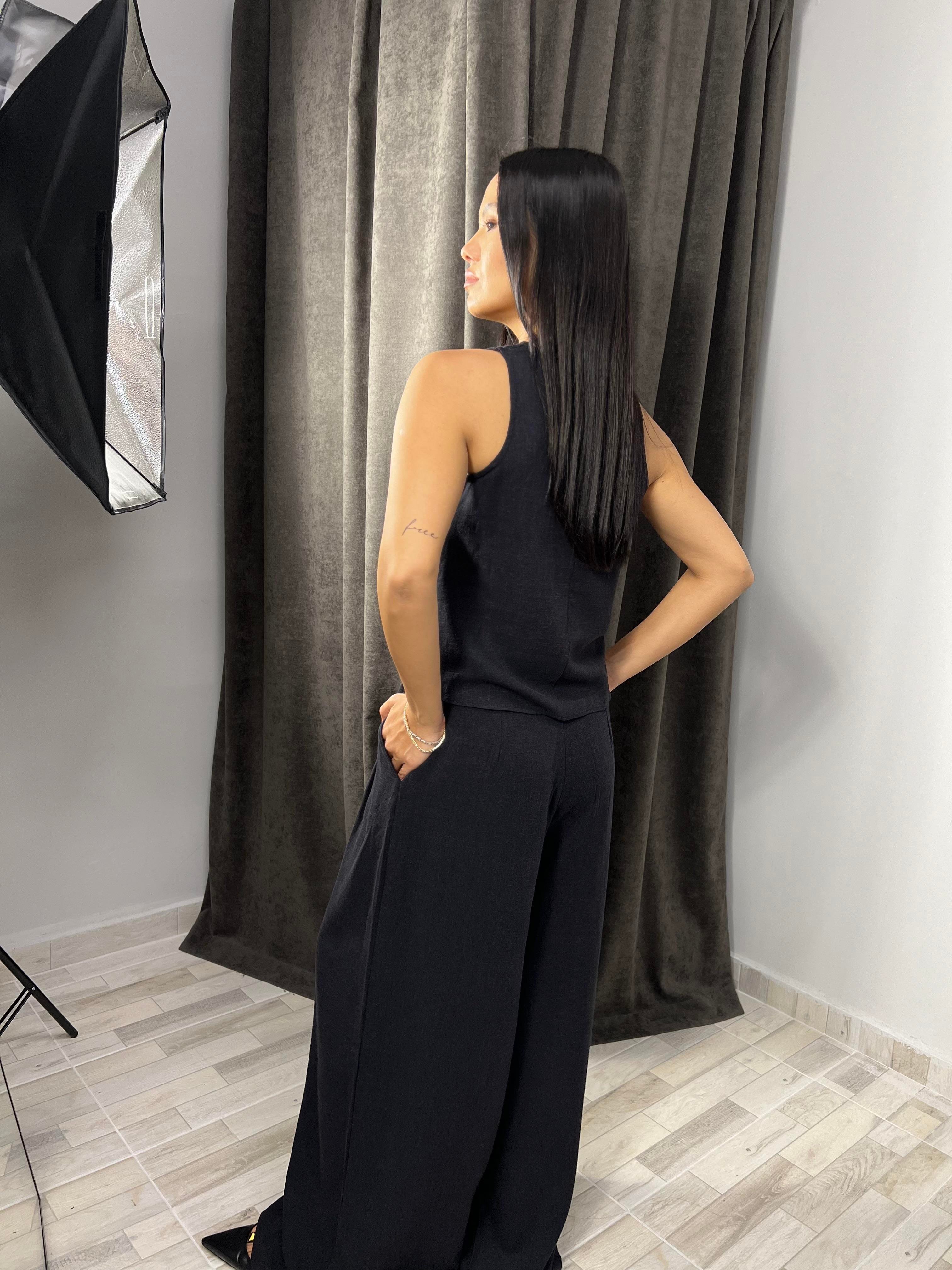 7143 KETEN BLUZ PANTOLON TAKIM