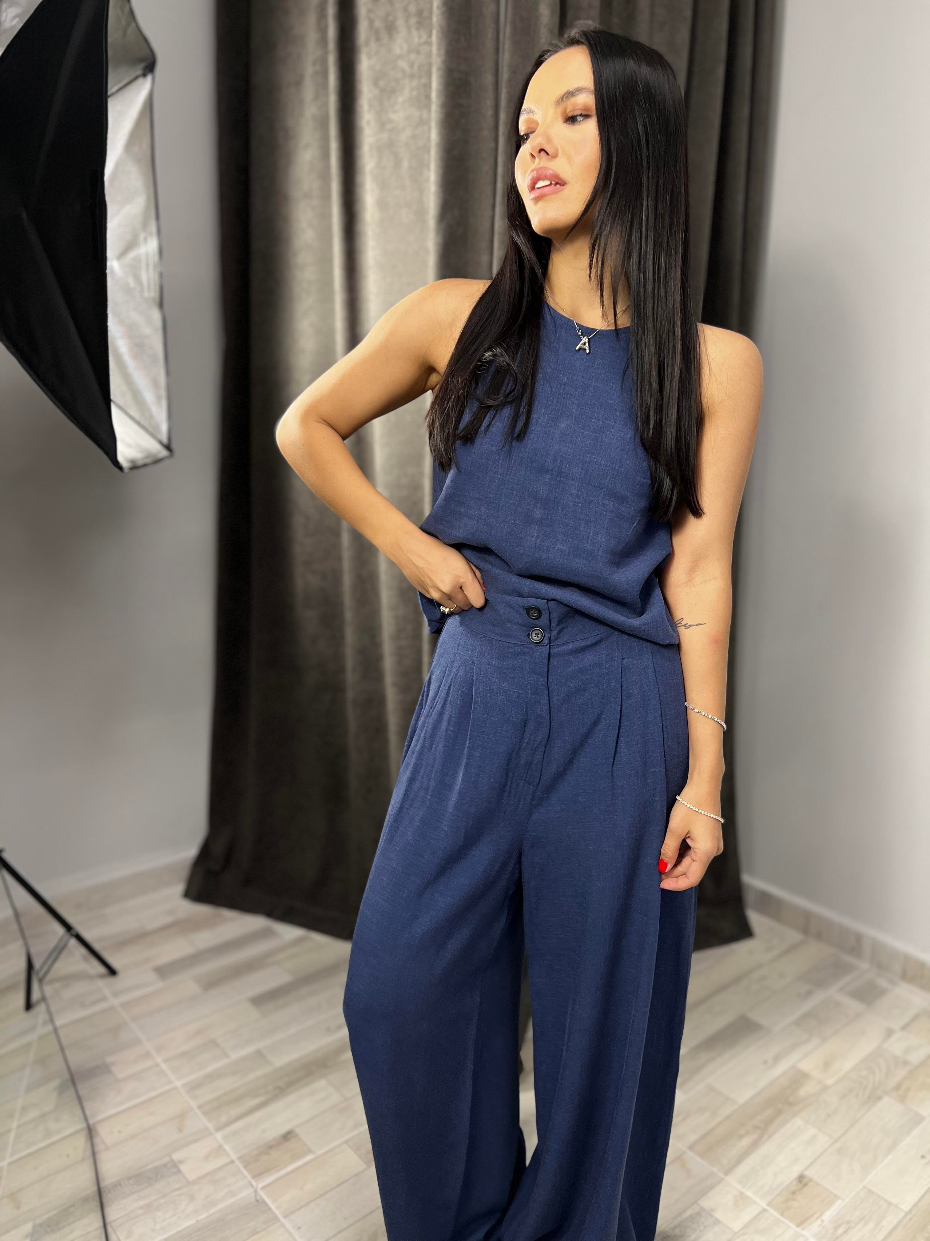 7143 KETEN BLUZ PANTOLON TAKIM
