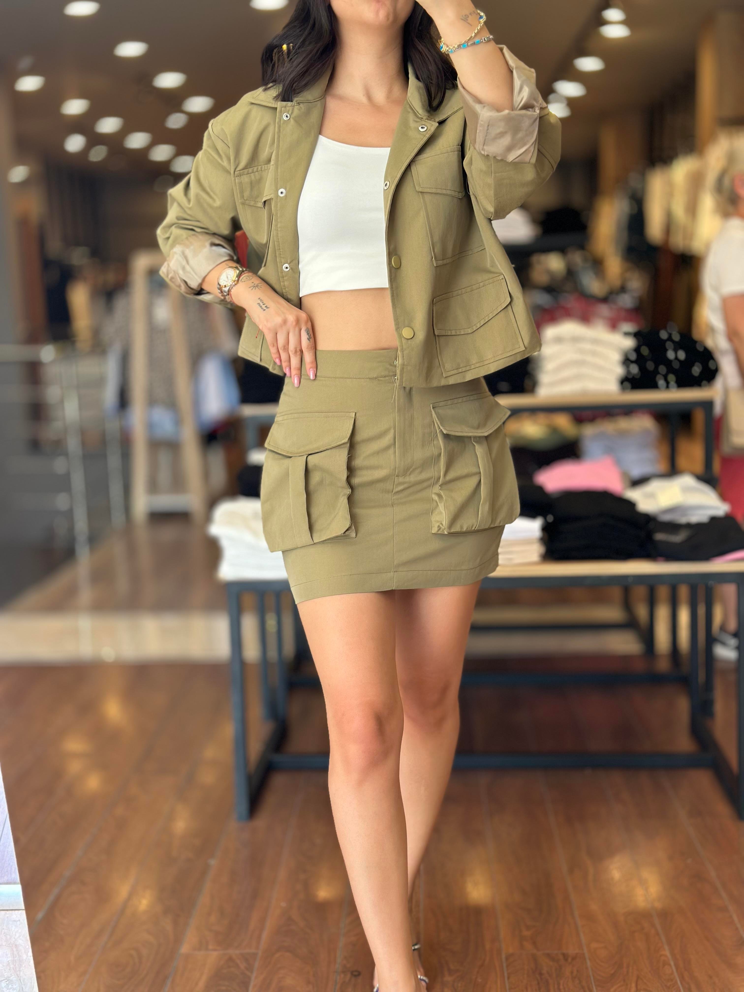 7168 GABARDIN SAFARI CEPLI ETEK CEKET TAKIM