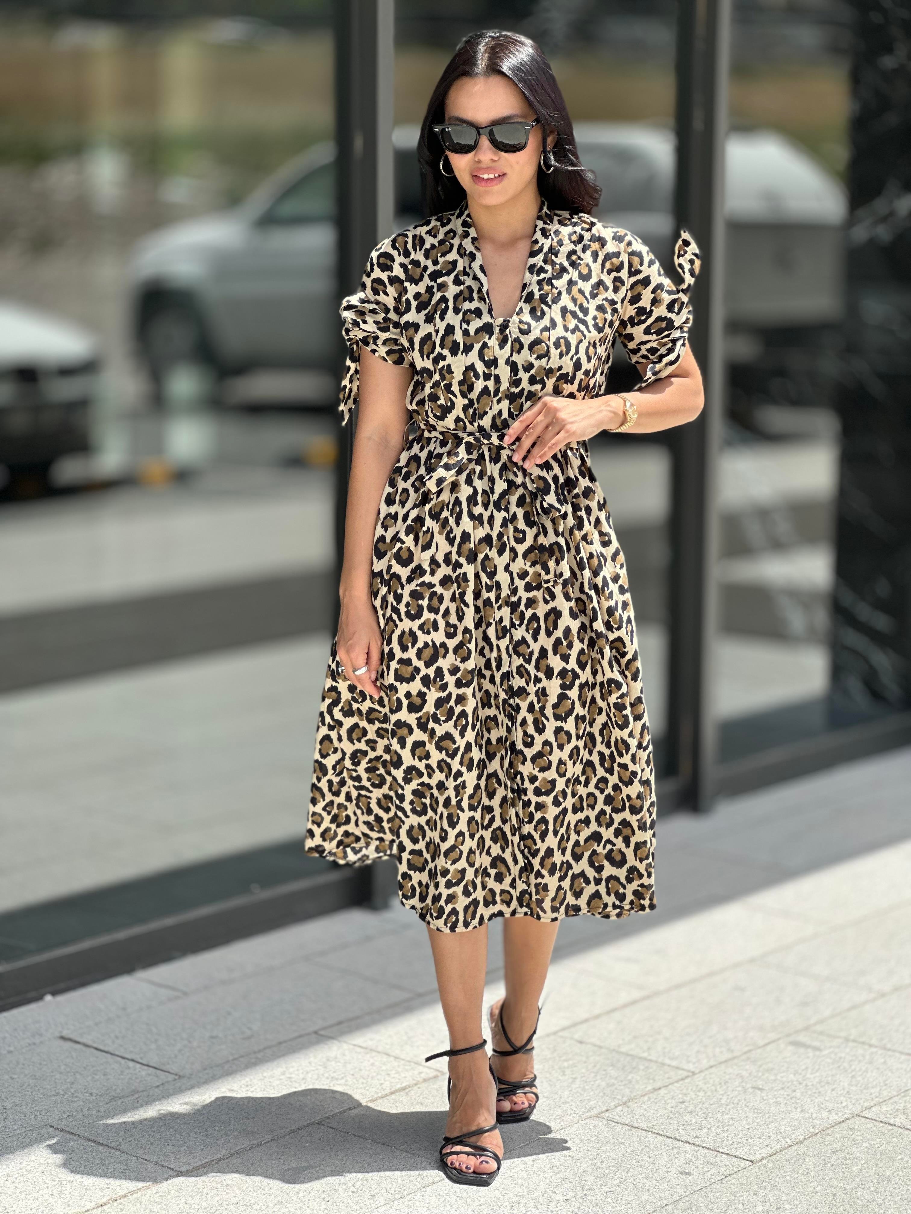 8142 LEOPAR DESEN ELBISE