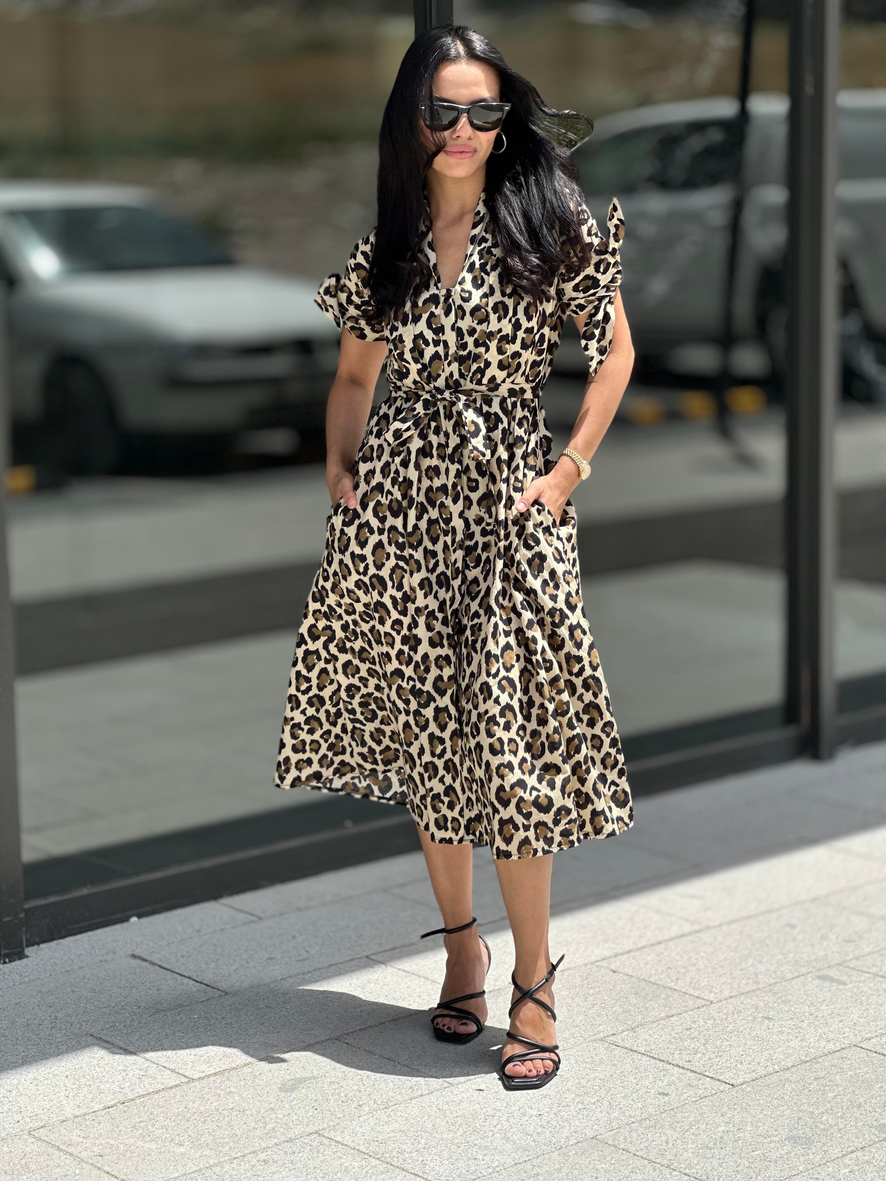 8142 LEOPAR DESEN ELBISE