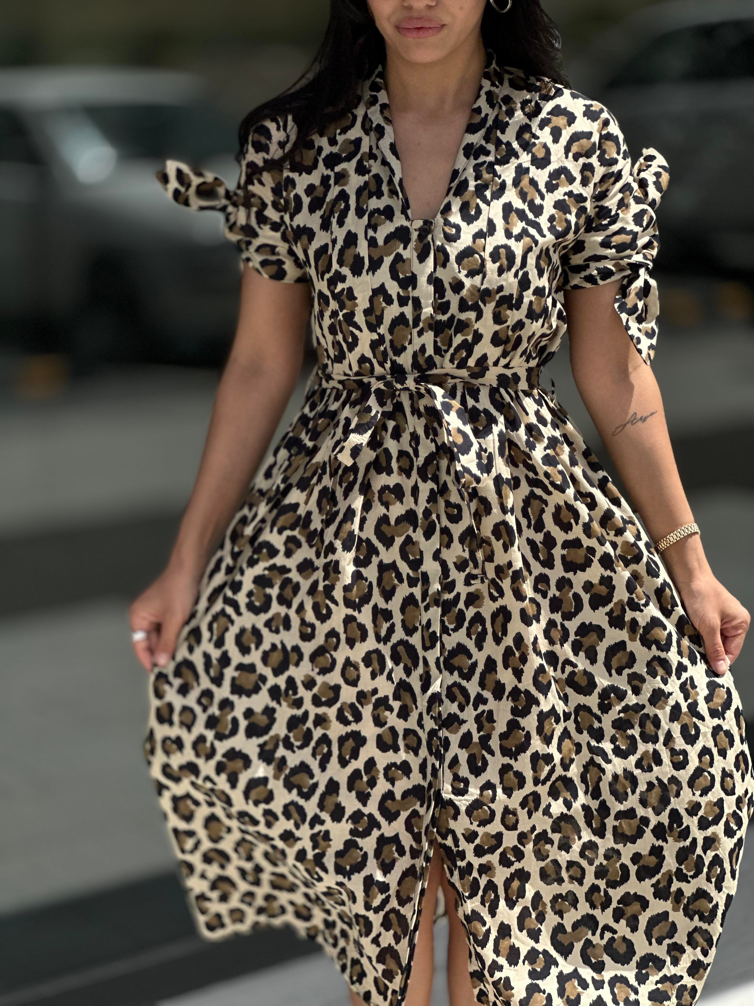 8142 LEOPAR DESEN ELBISE