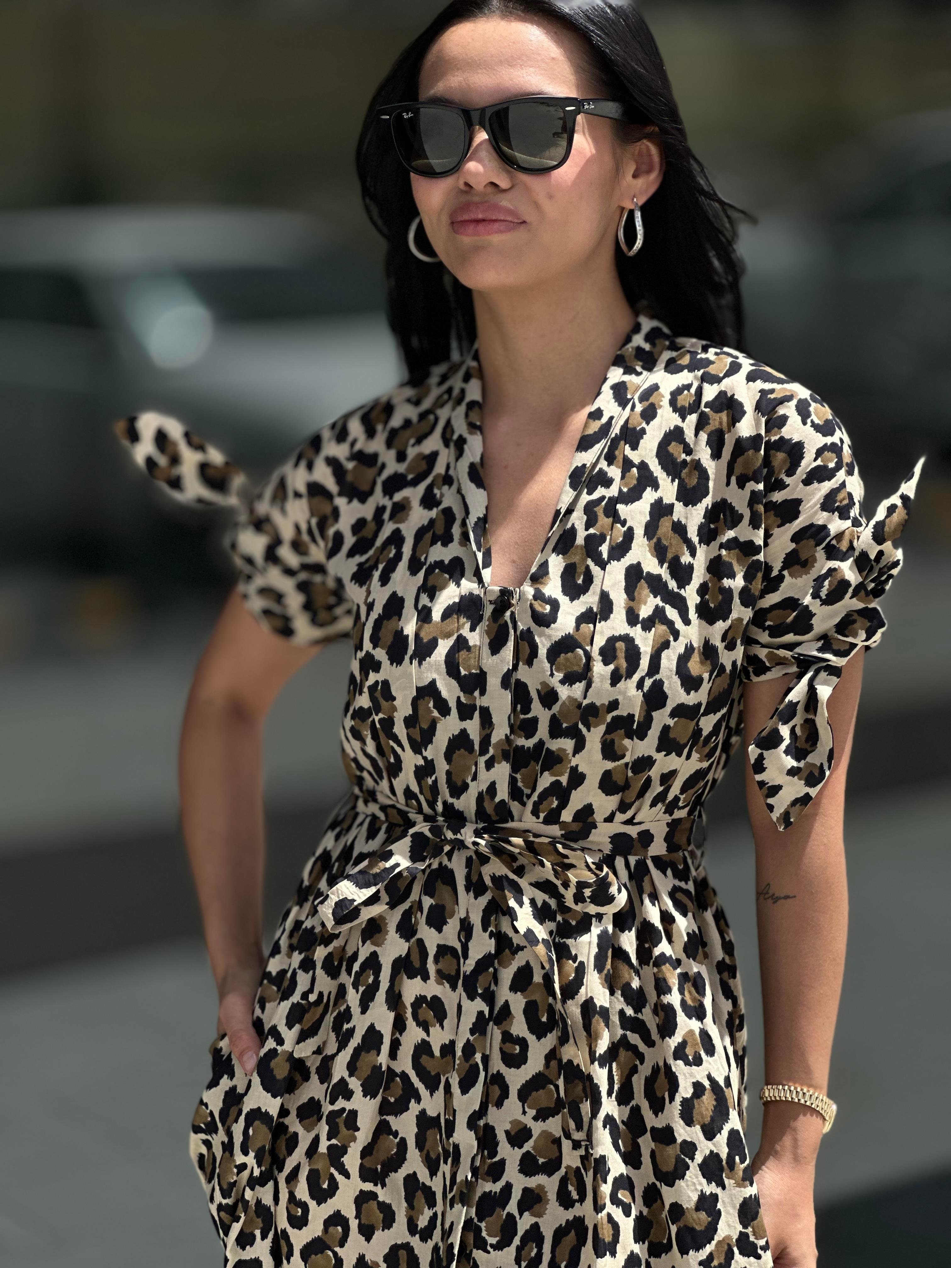 8142 LEOPAR DESEN ELBISE