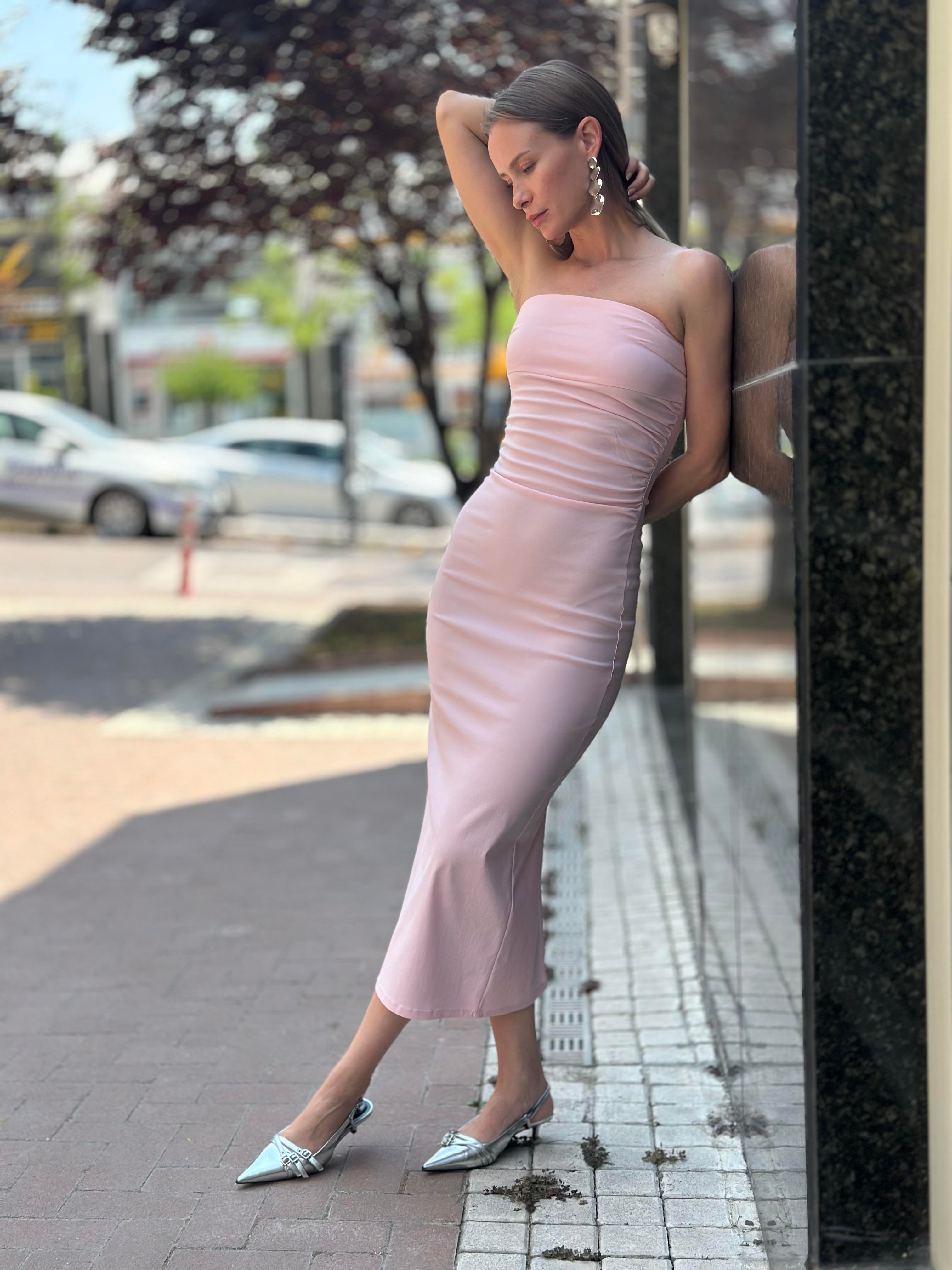 91368 STRAPLEZ MIDI ELBISE