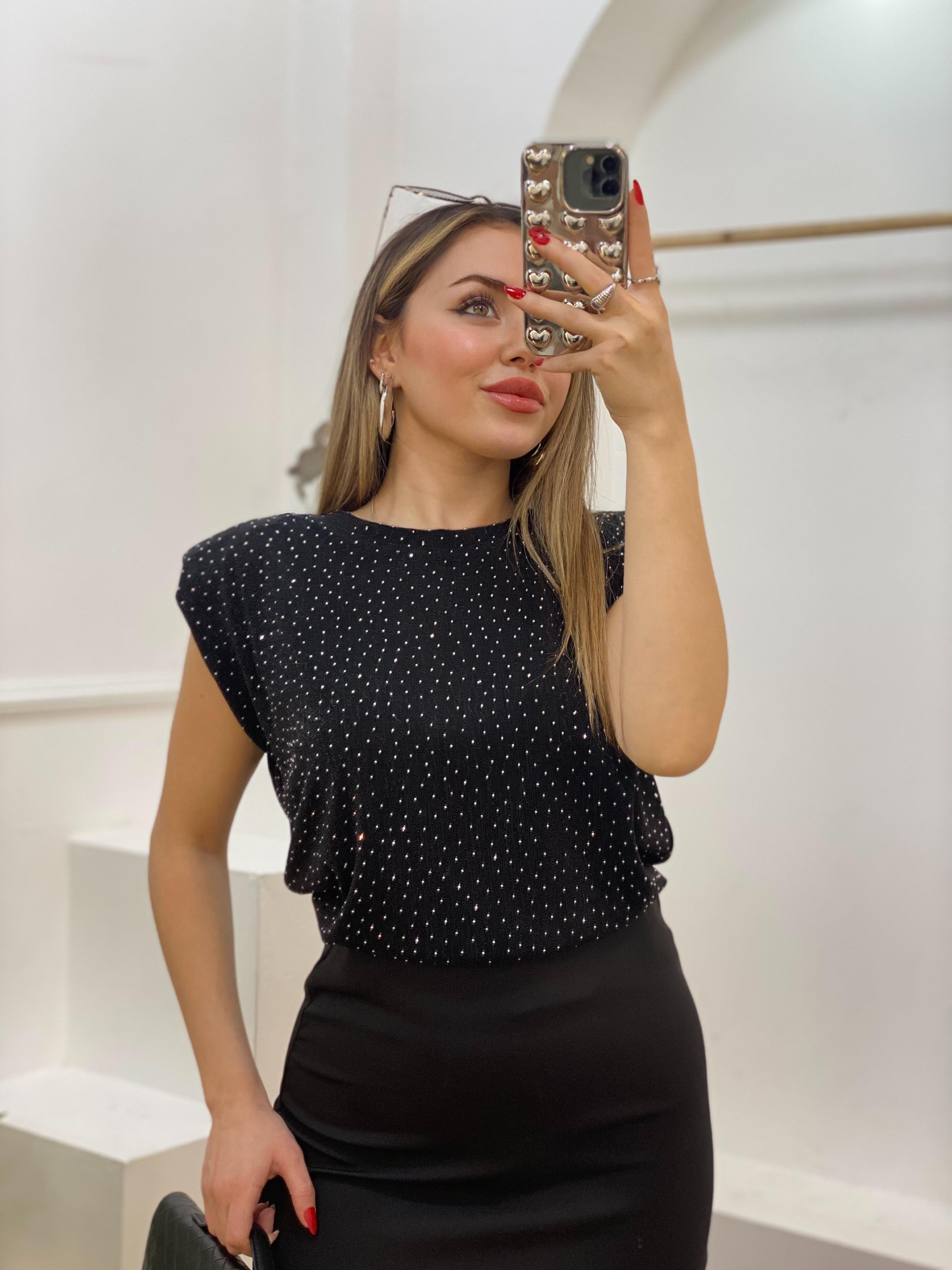 Bebe Plus Marka Parıltılı Model Vatkalı Bluz
