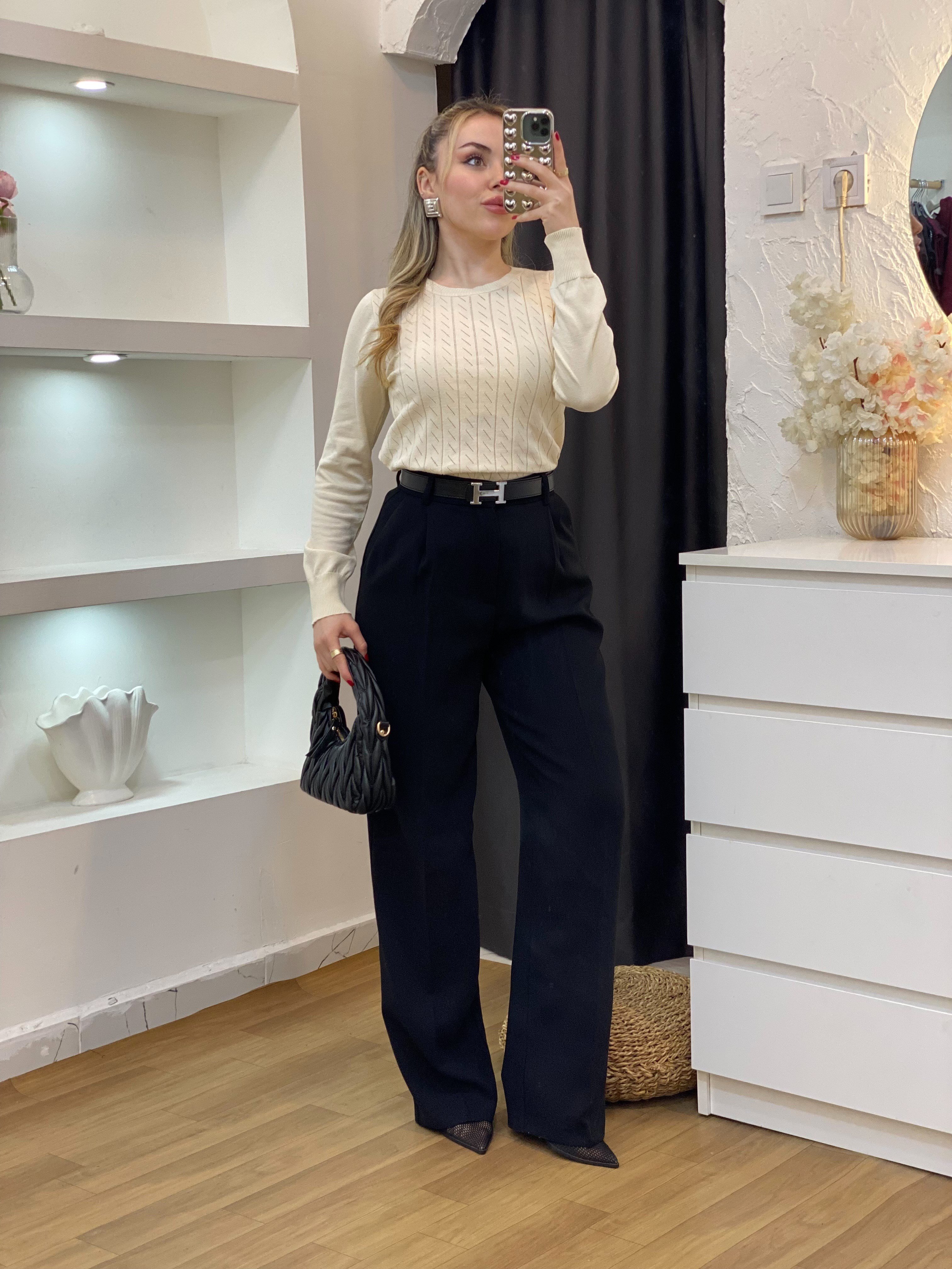 Bej Desenli Triko Bluz