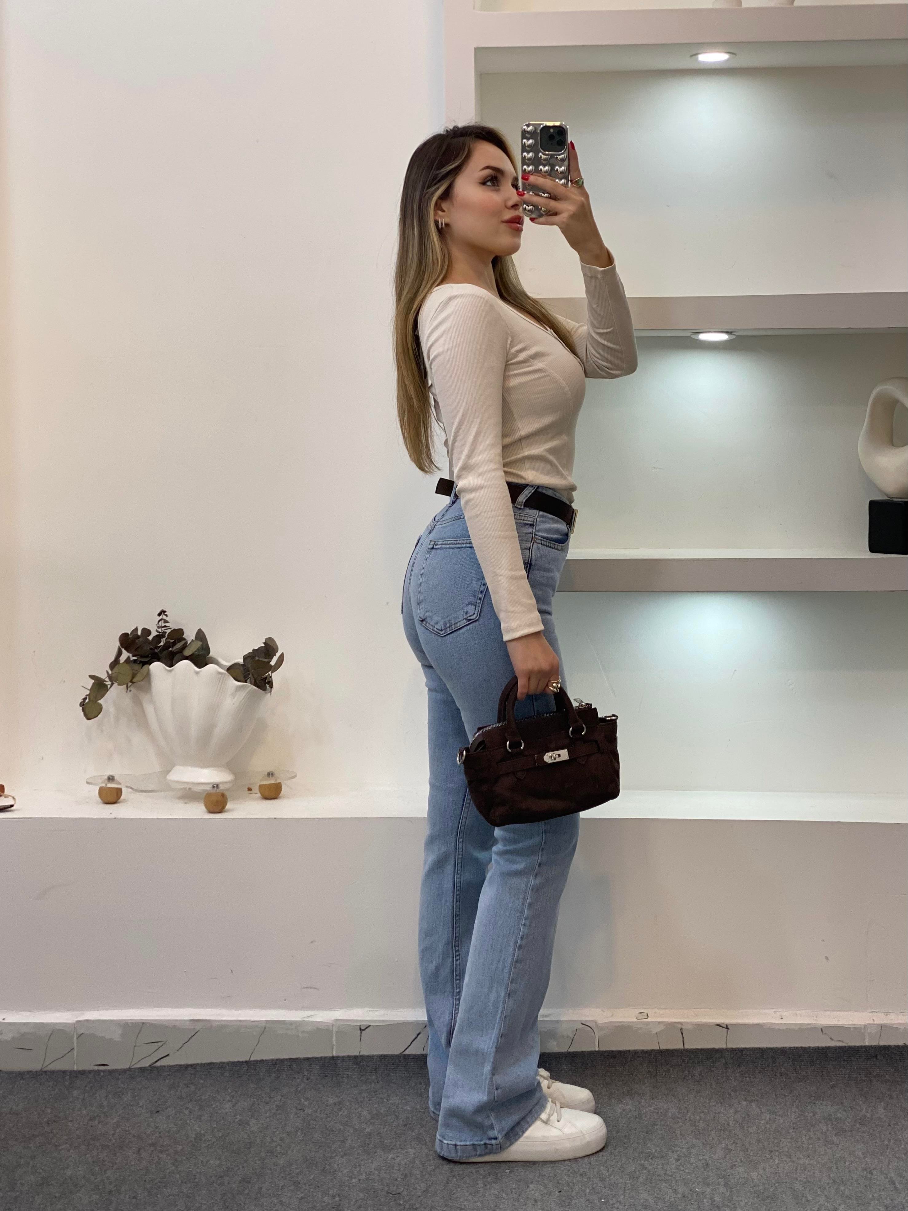 Bej Düğmeli Fitilli Basic Bluz