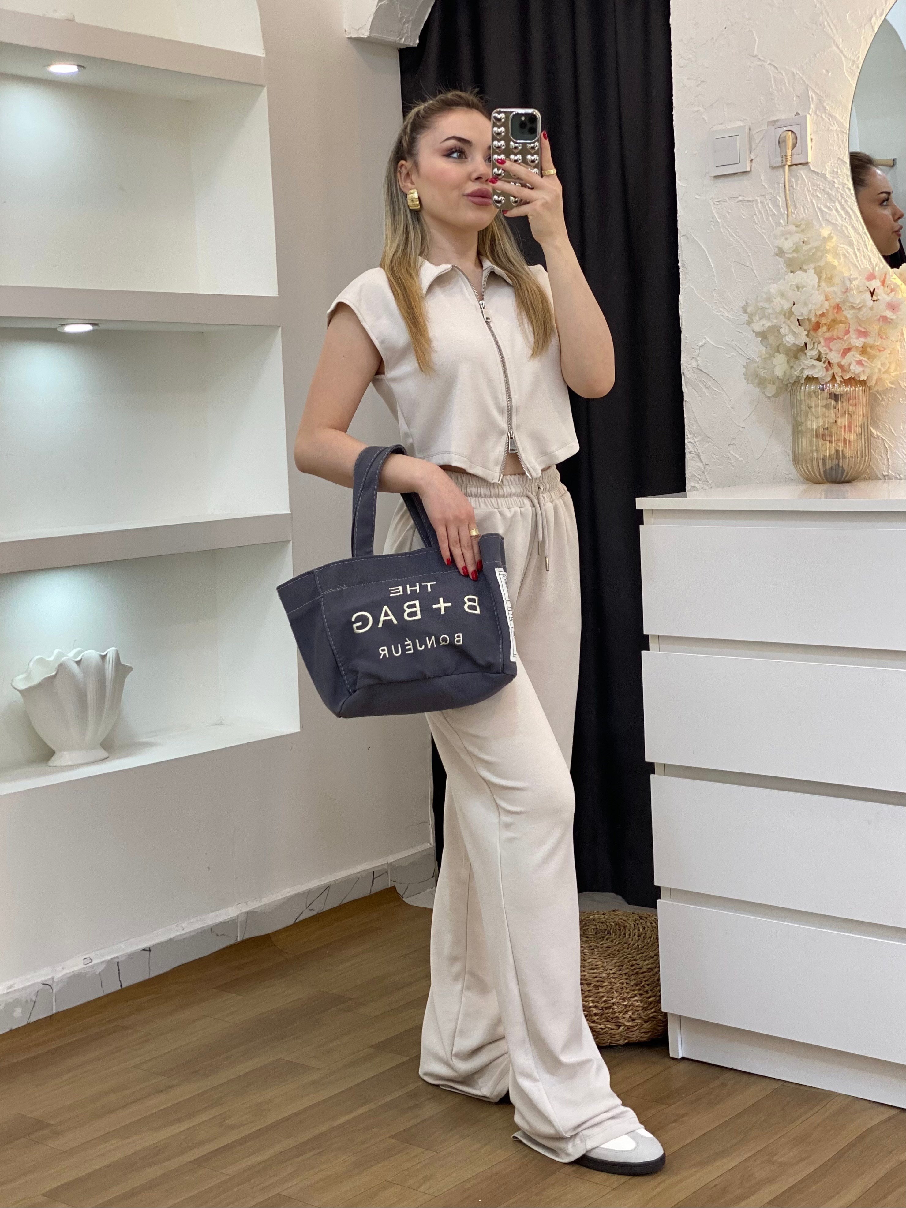 Bej Fermuarlı Model Modal Takım