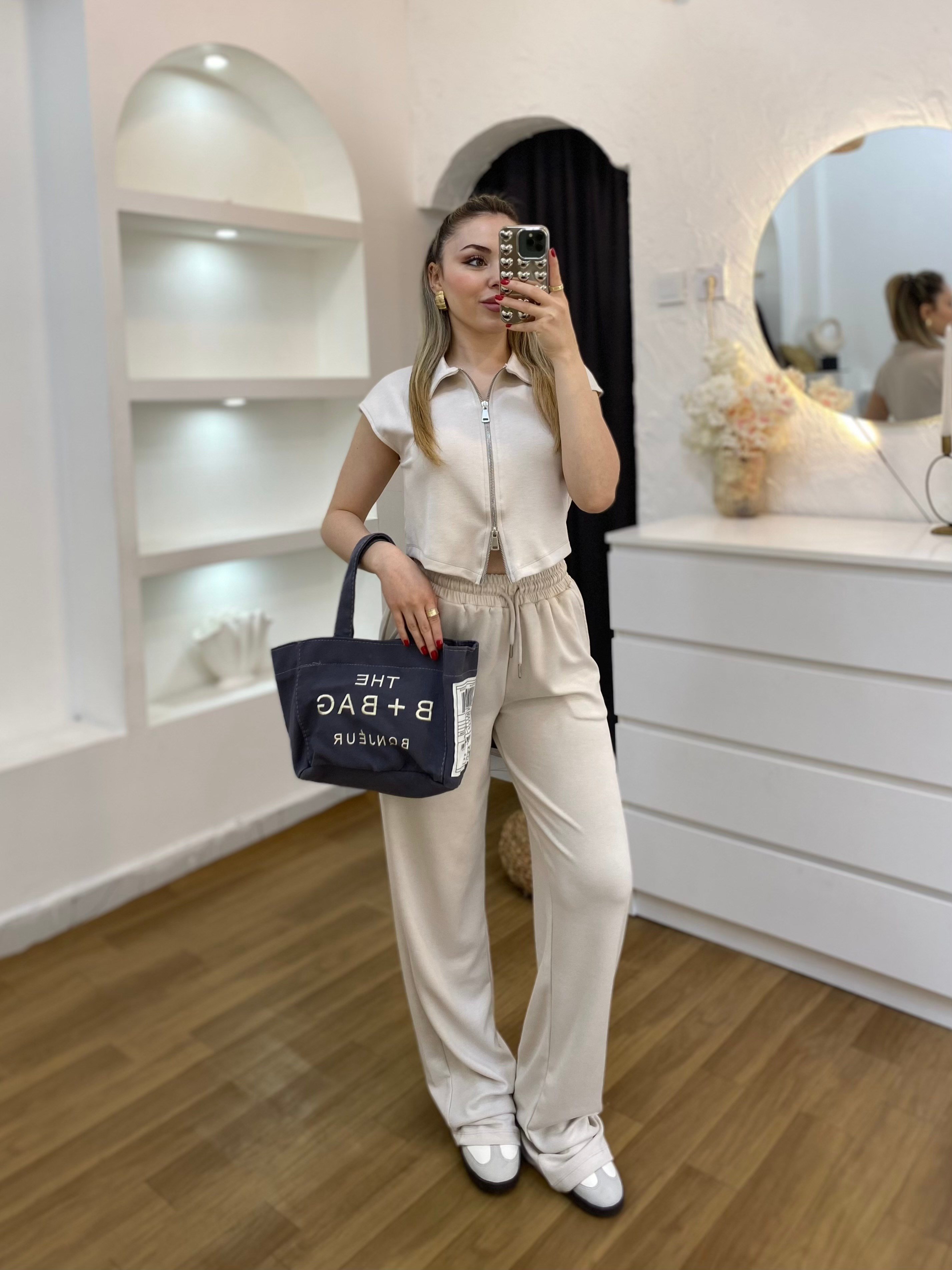 Bej Fermuarlı Model Modal Takım