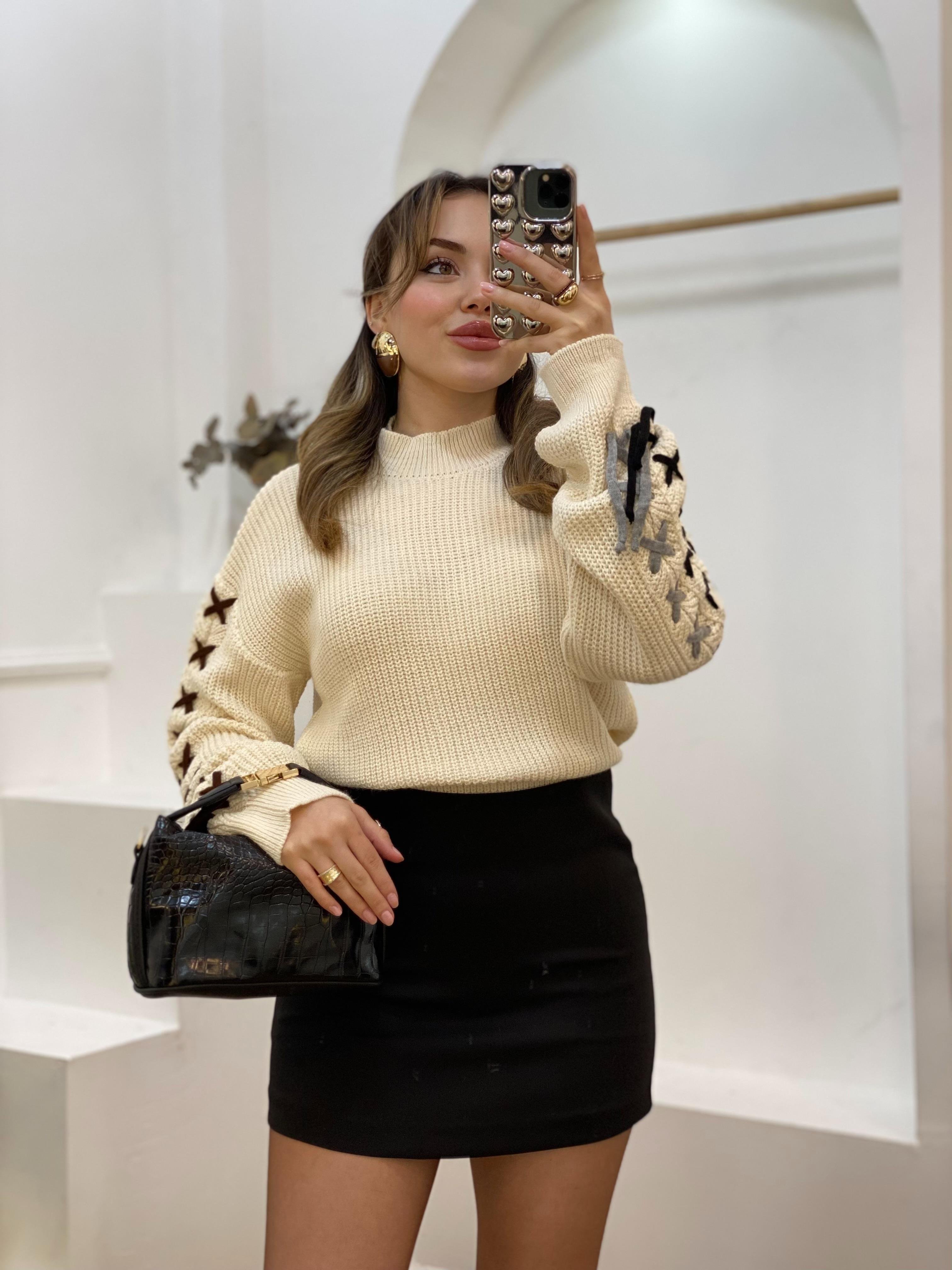 Bej Kolları Dikişli Model Kazak
