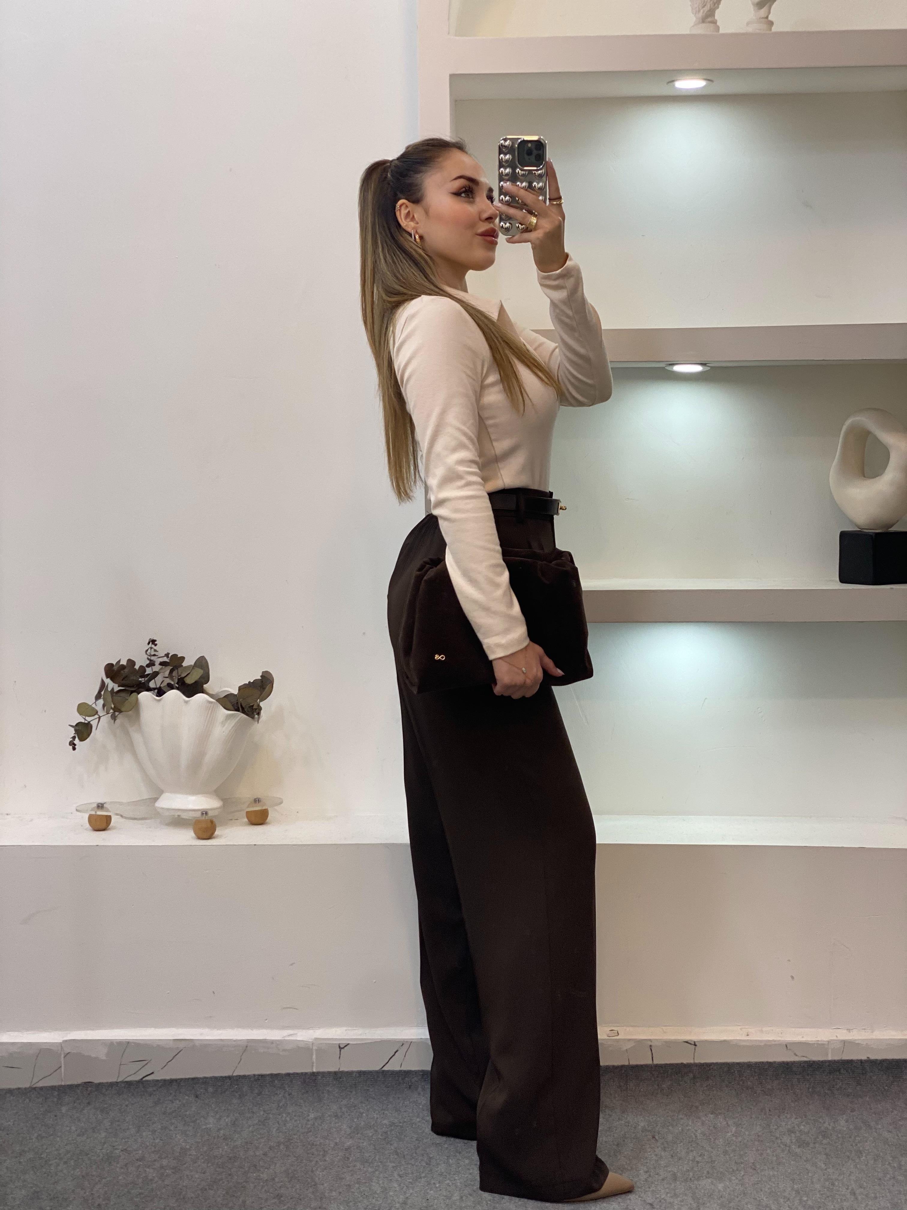 Bej Polo Yaka Basic Bluz