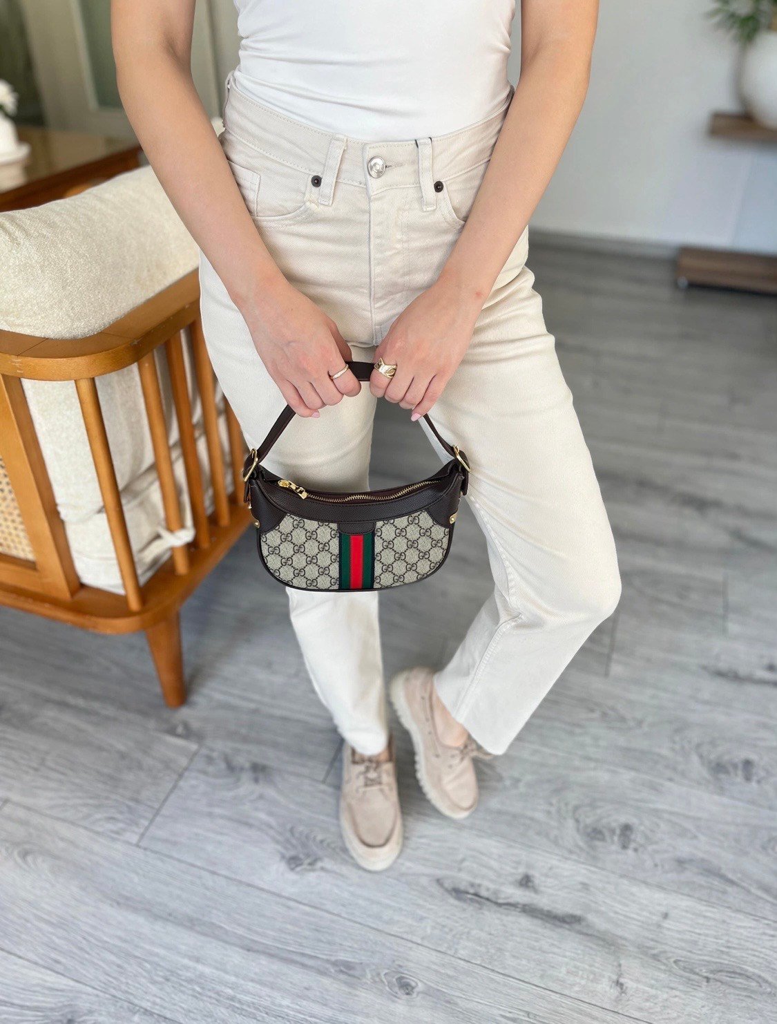 Bej Yüksek Bel Boyfit Jean