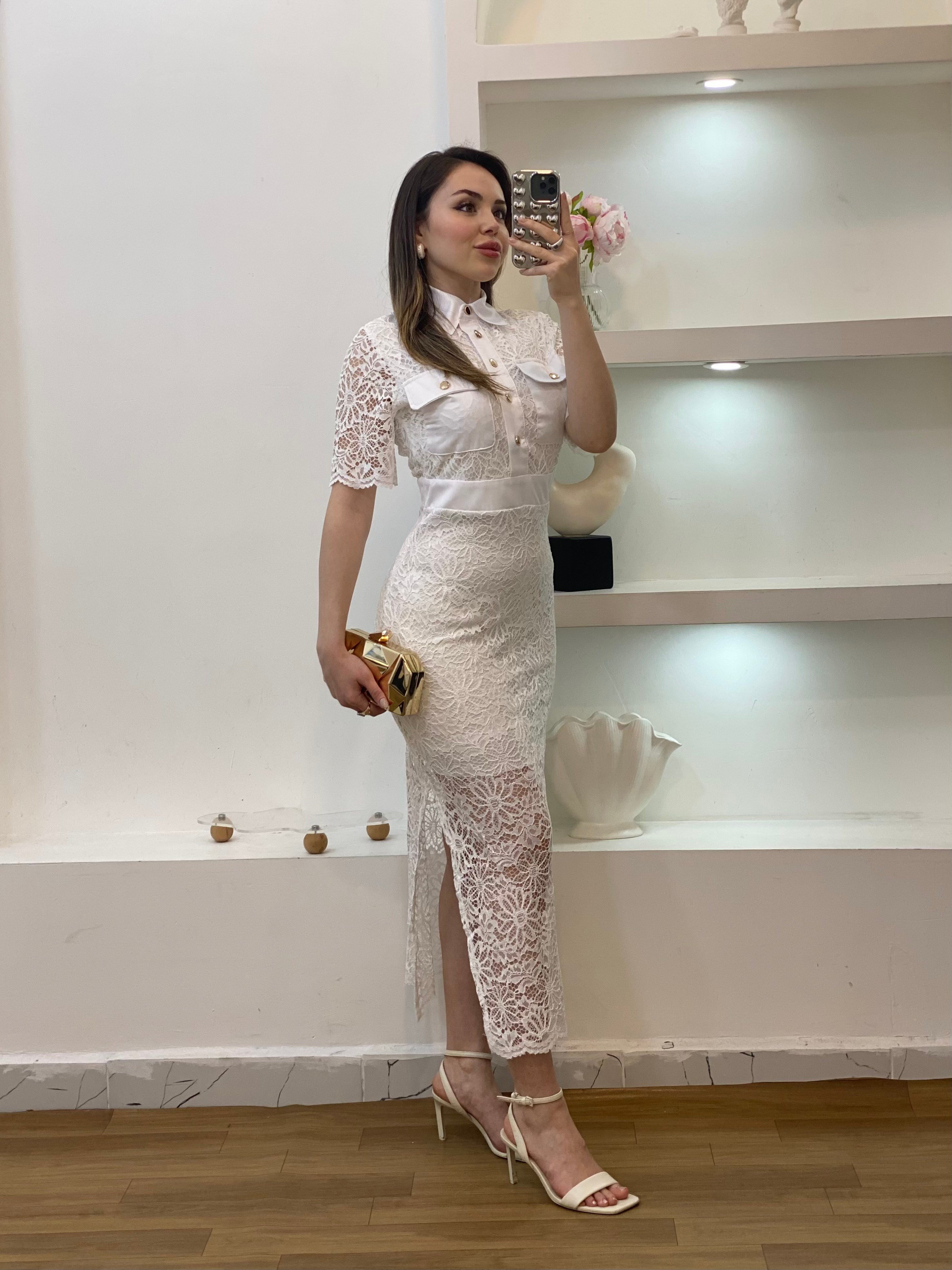 Beyaz Dantel Elbise