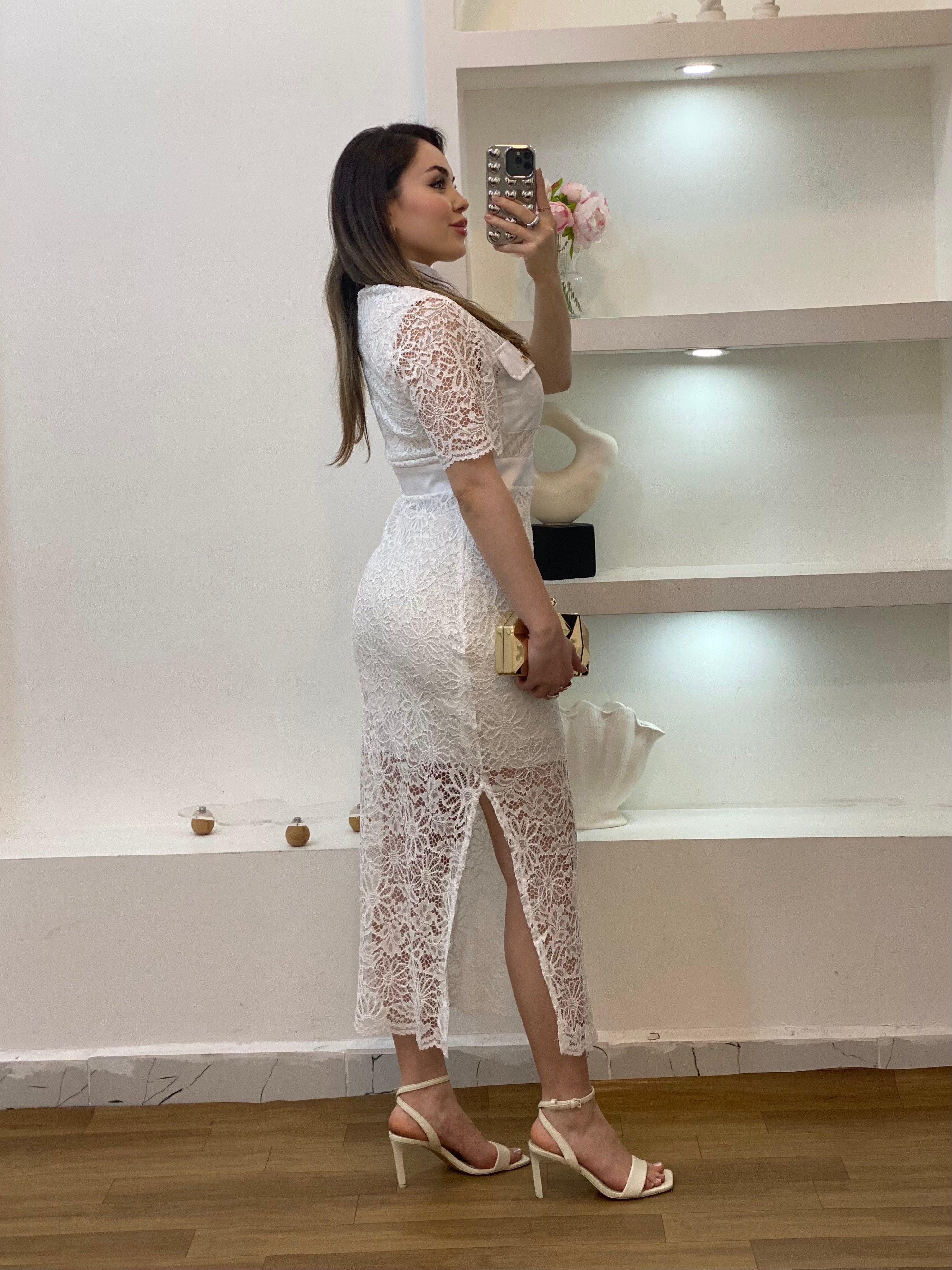 Beyaz Dantel Elbise