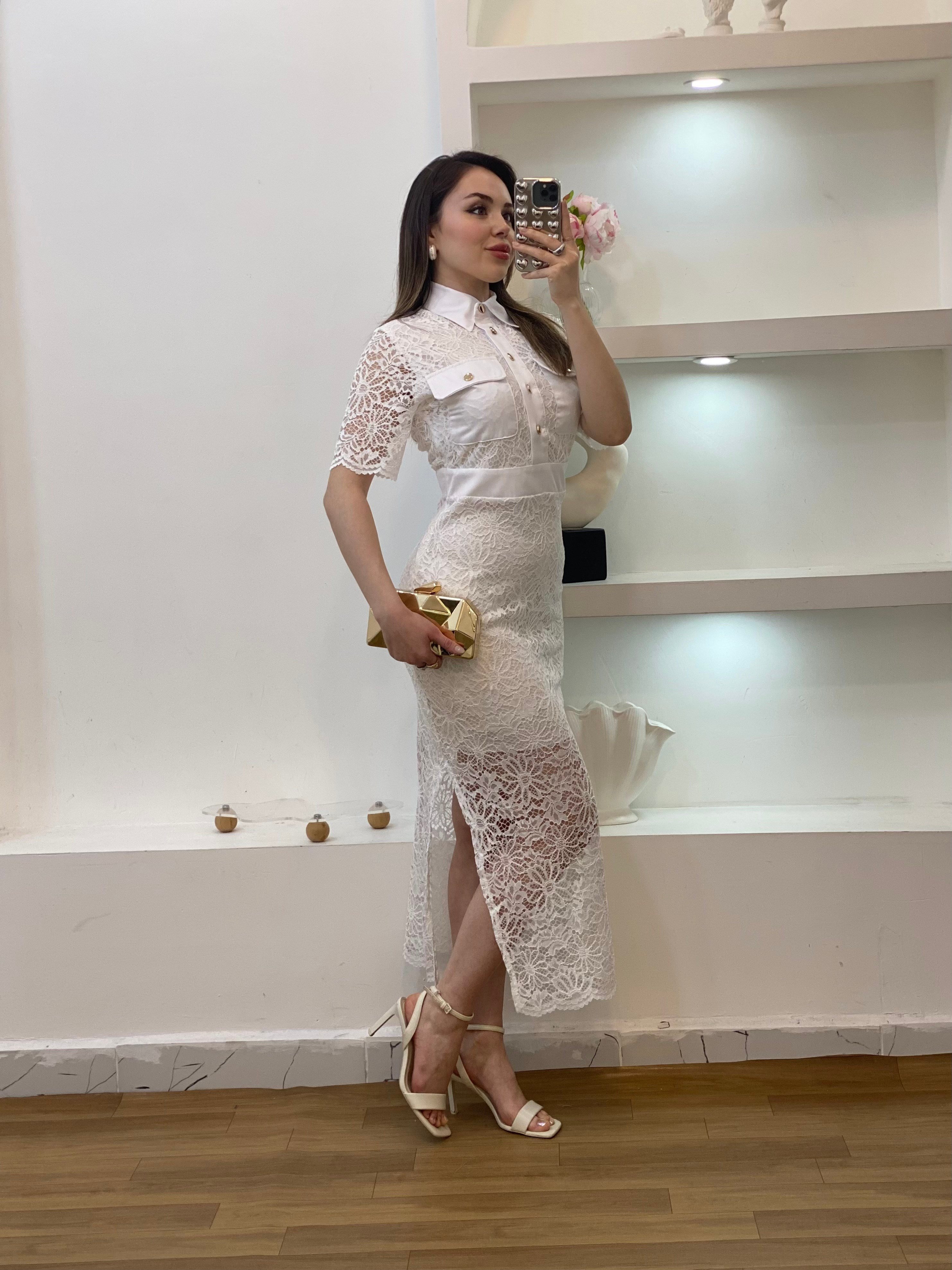 Beyaz Dantel Elbise