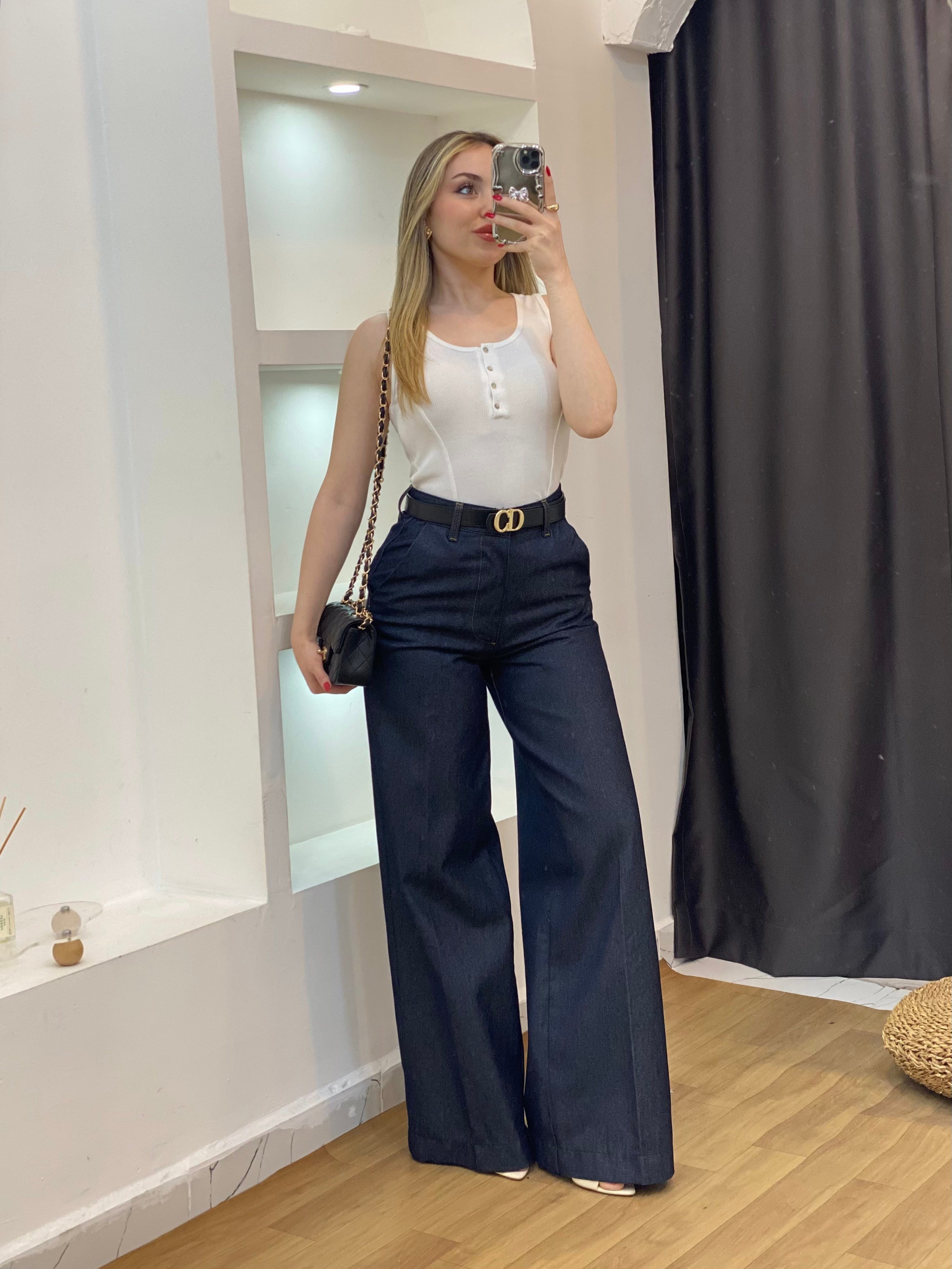 Beyaz Düğmeli Fitilli Basic  Bluz