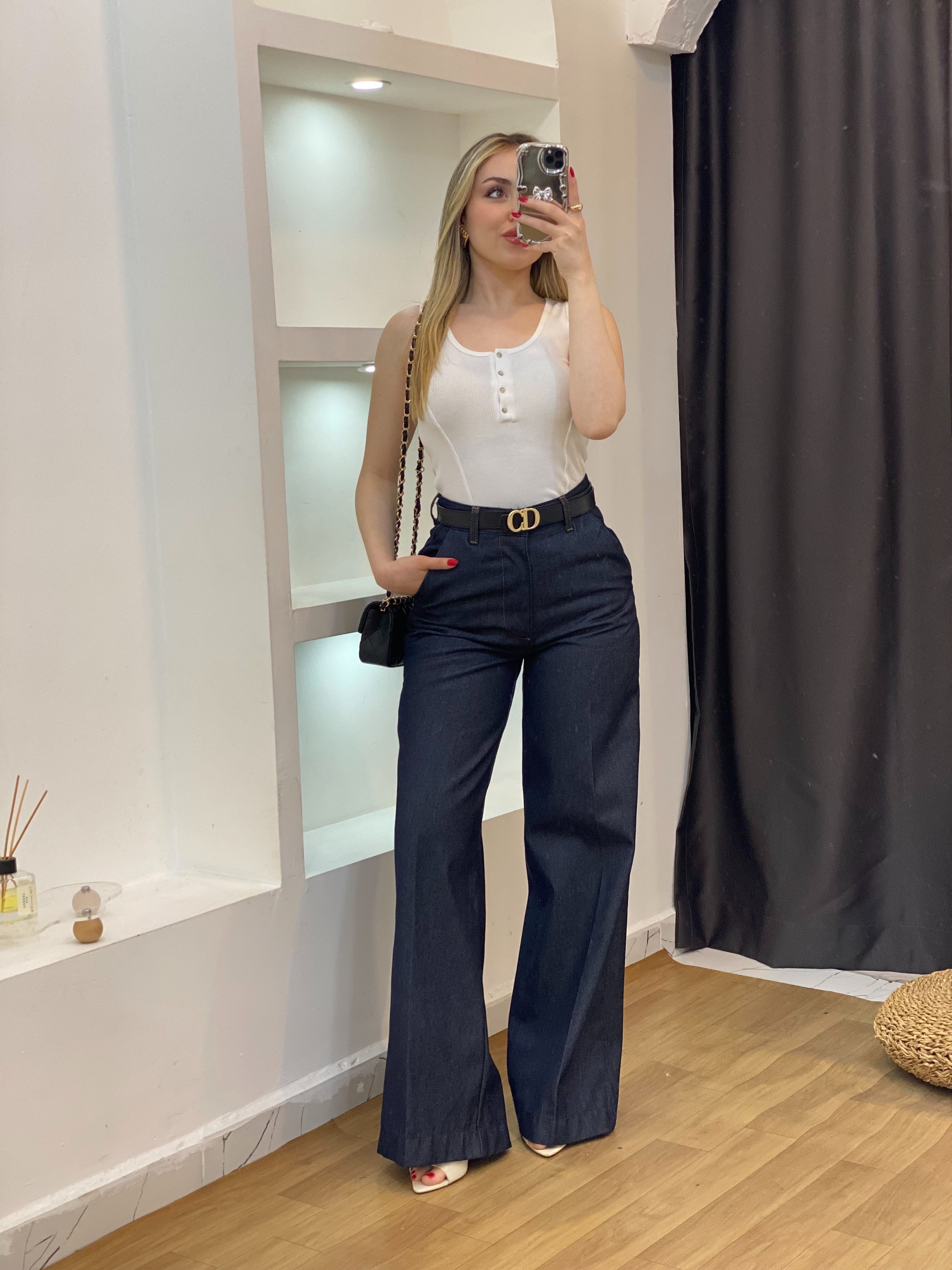 Beyaz Düğmeli Fitilli Basic  Bluz