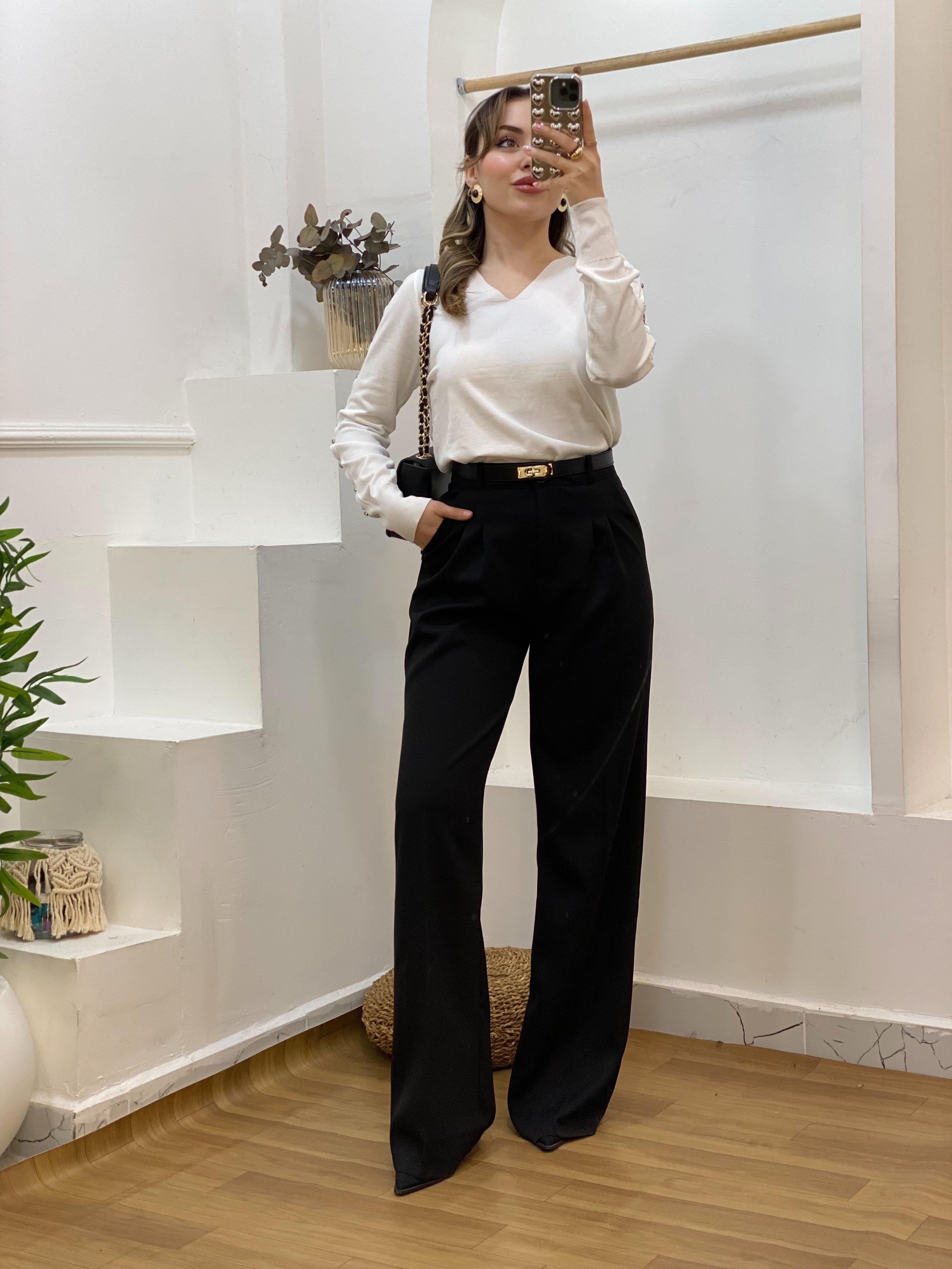Beyaz Kolları Pencereli Model Triko 