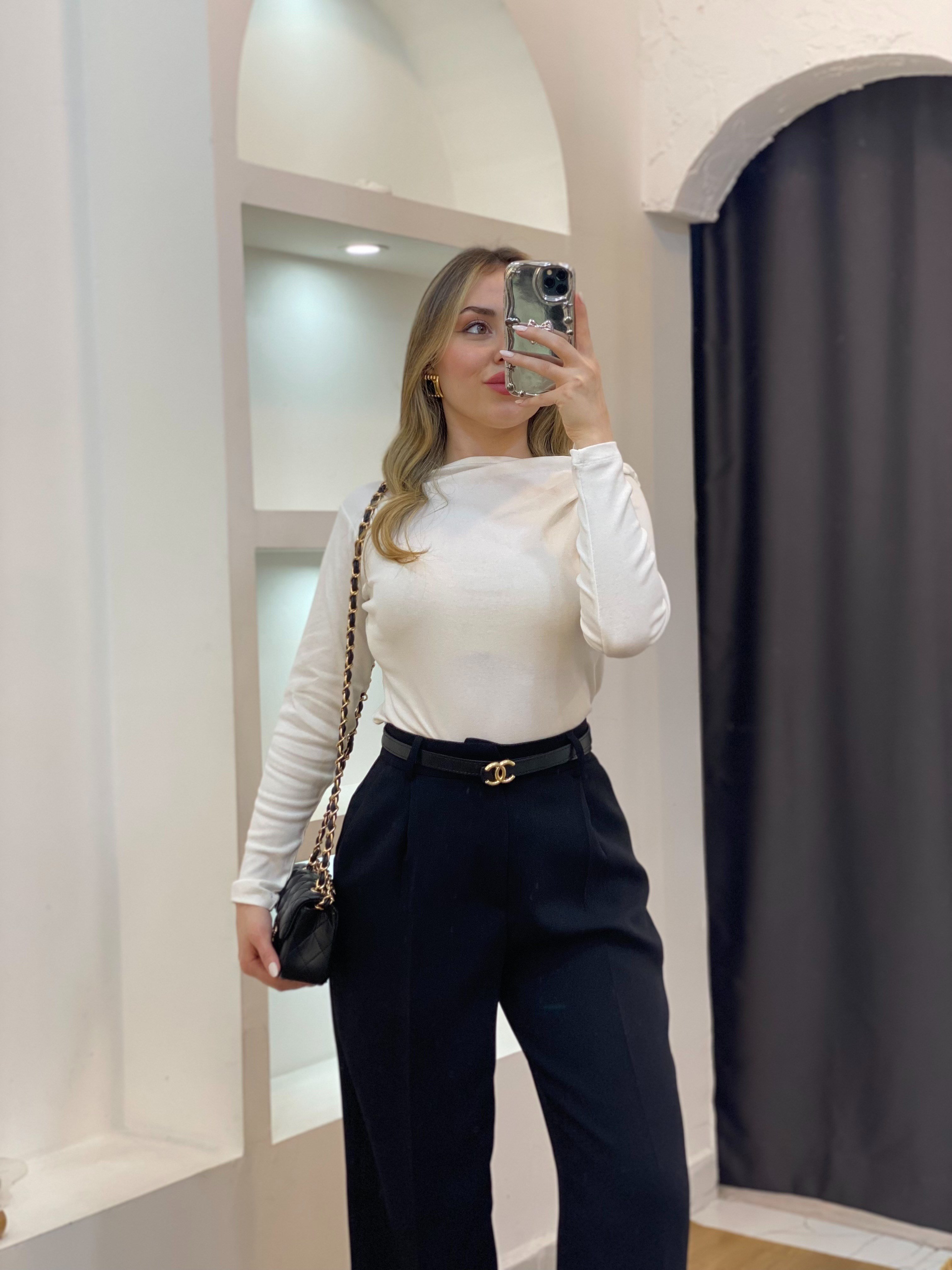 Beyaz Yaka Düğümlü Body