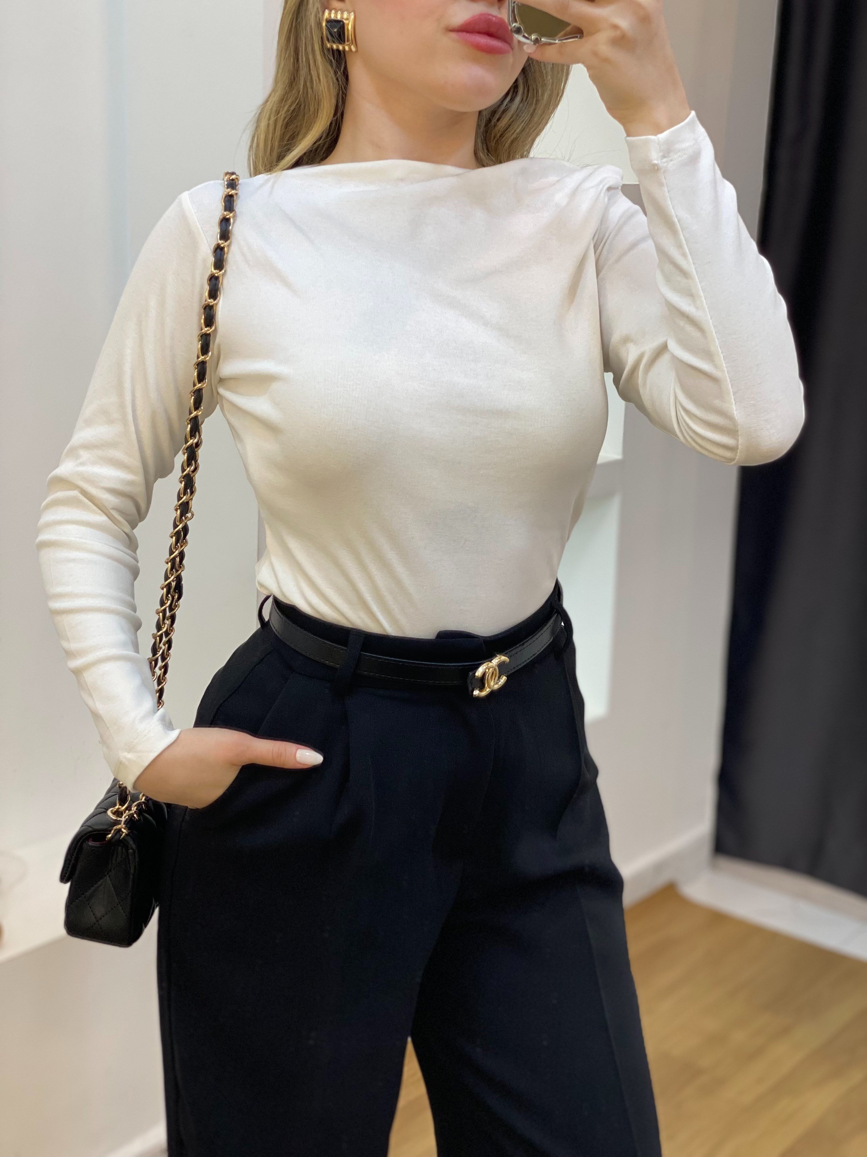 Beyaz Yaka Düğümlü Body
