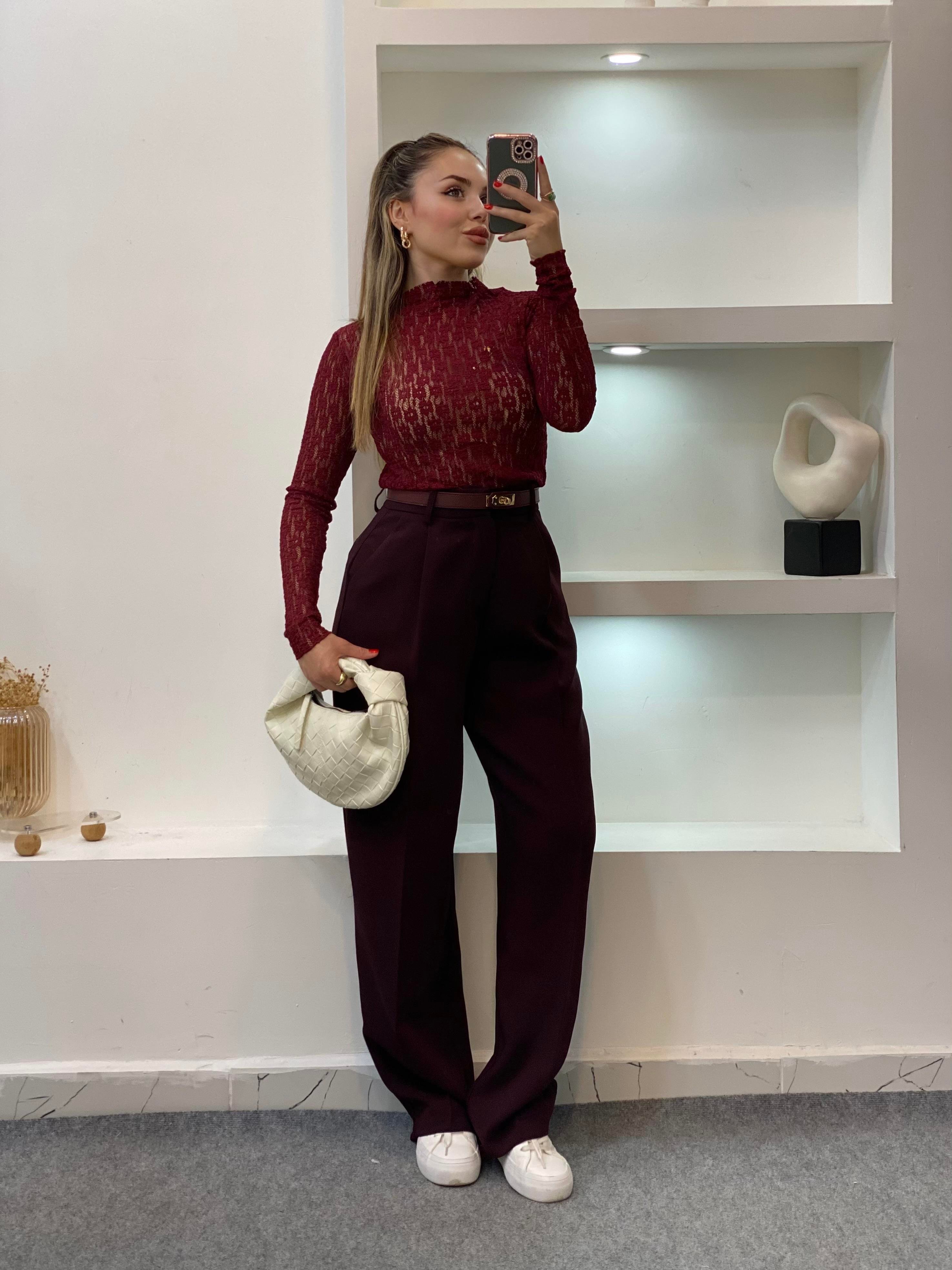 Bordo Dantel Bluz