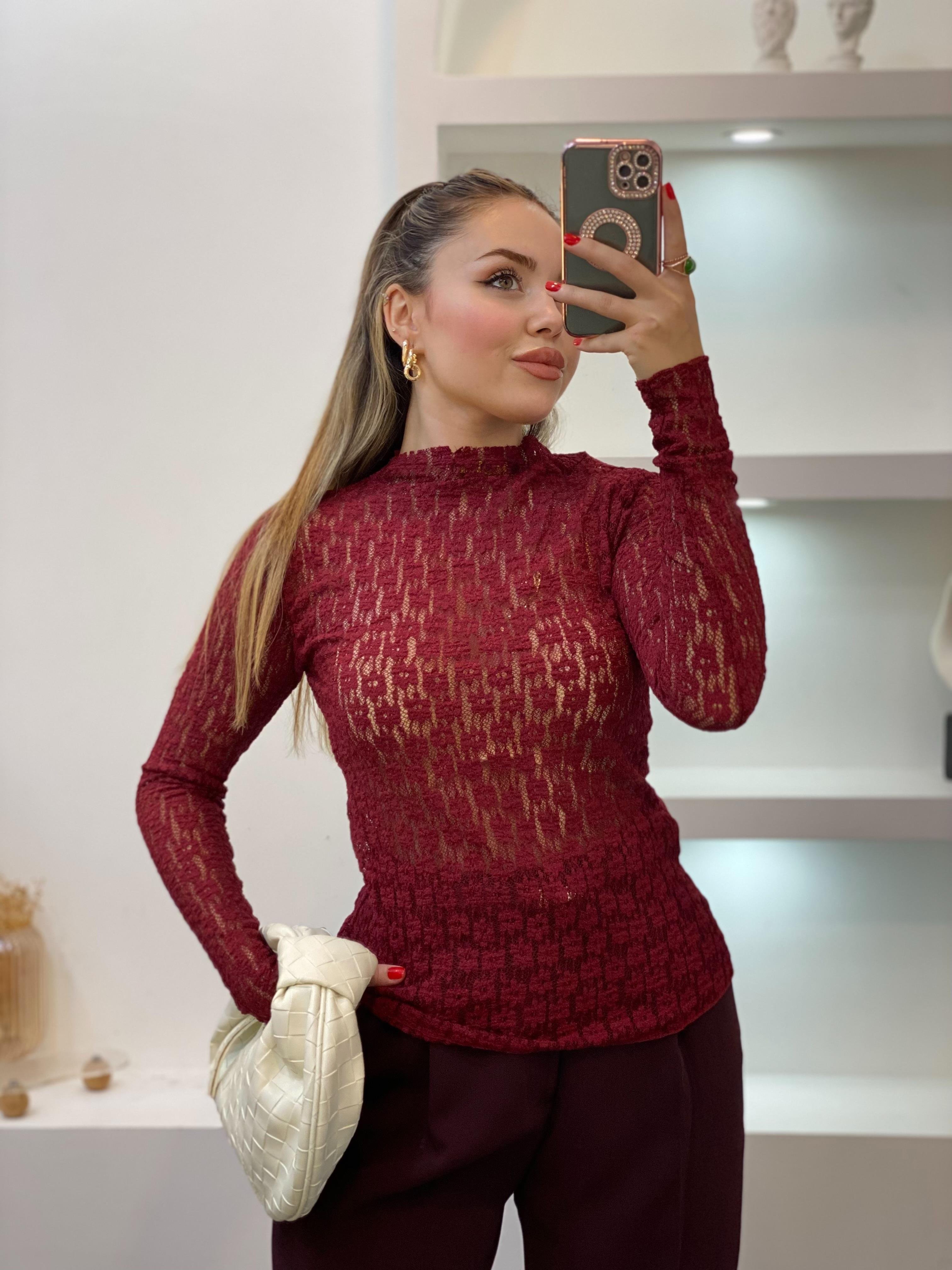 Bordo Dantel Bluz