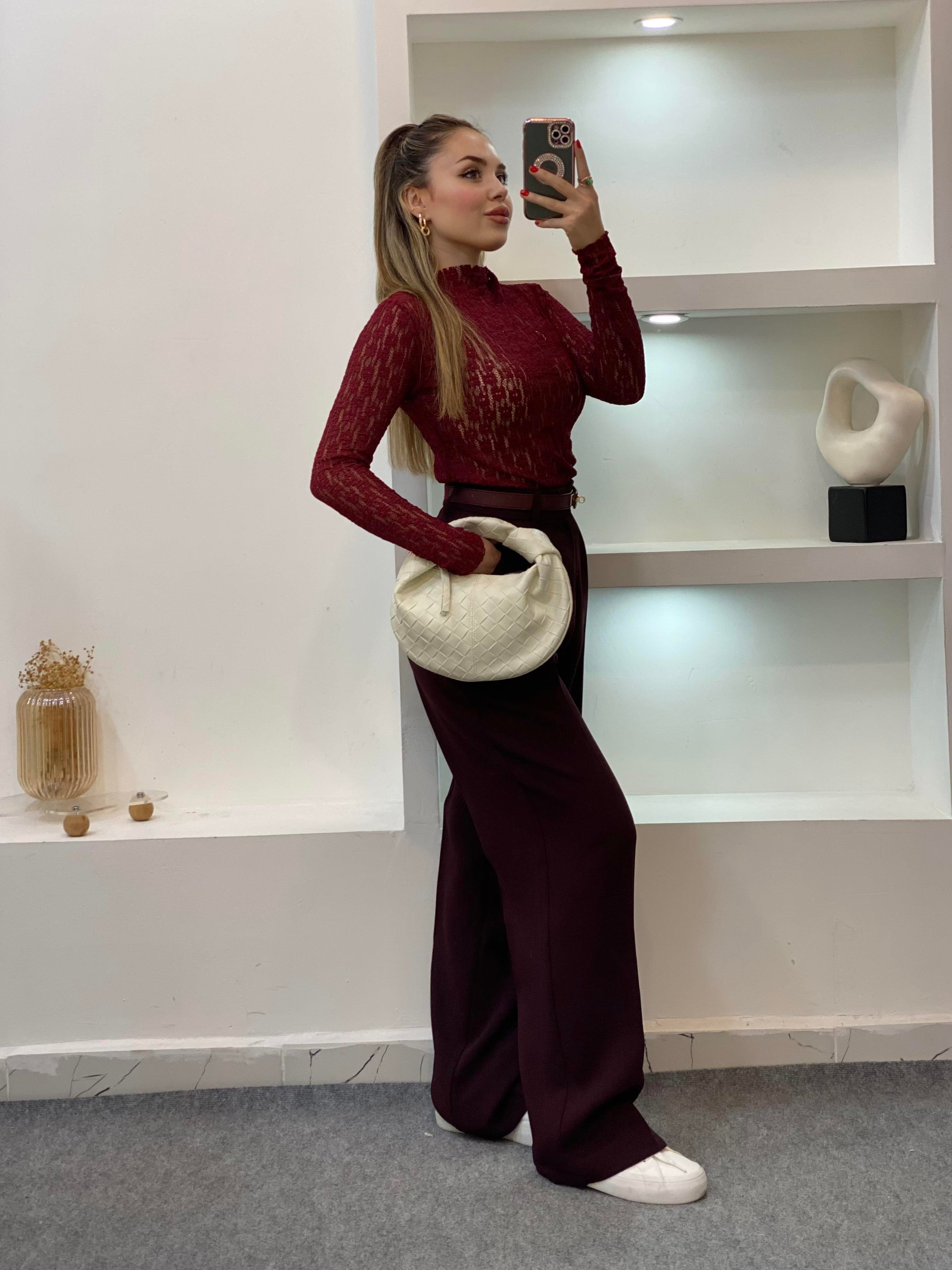 Bordo Dantel Bluz