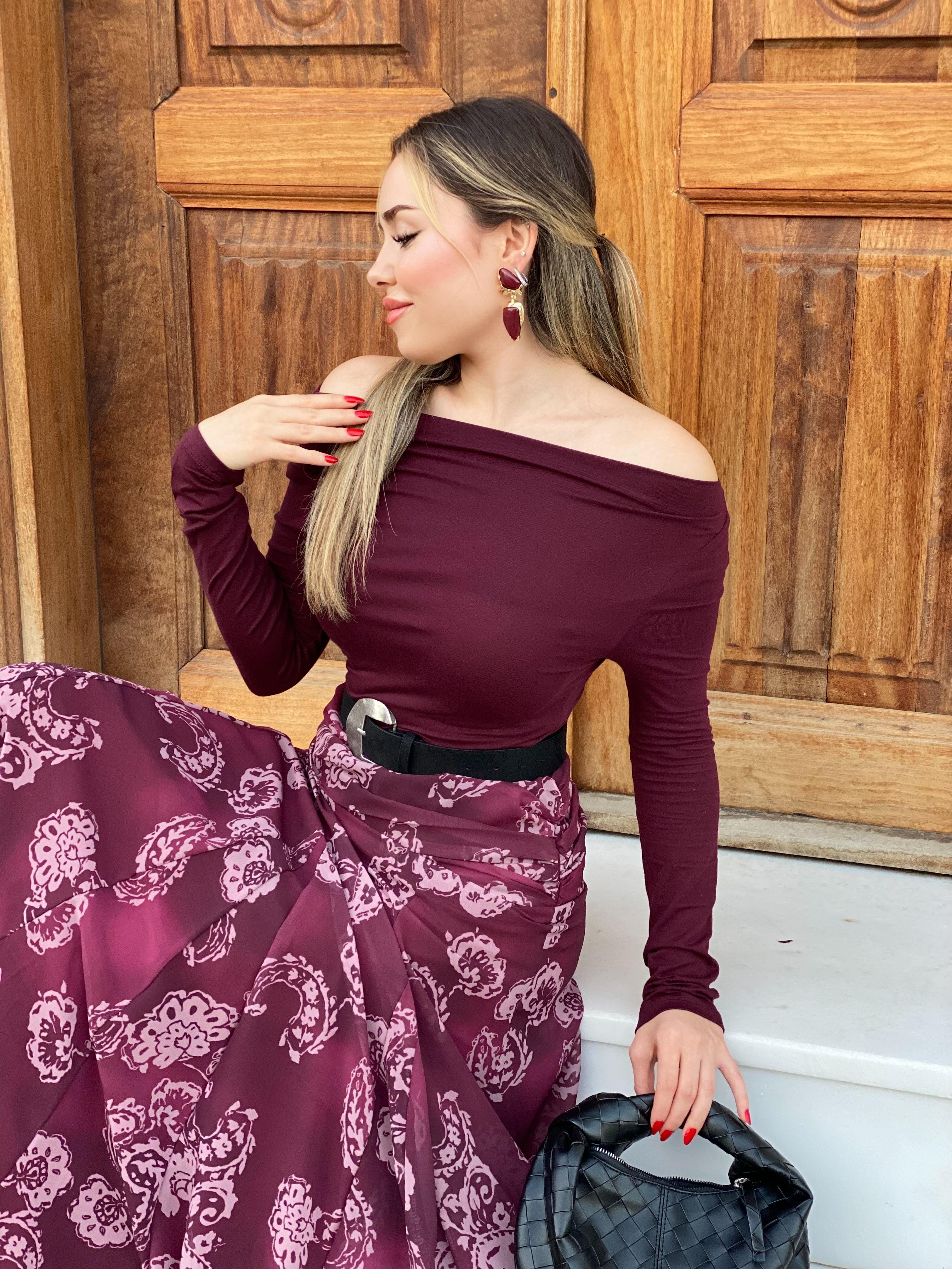 Bordo Degaje Yaka Basic Bluz