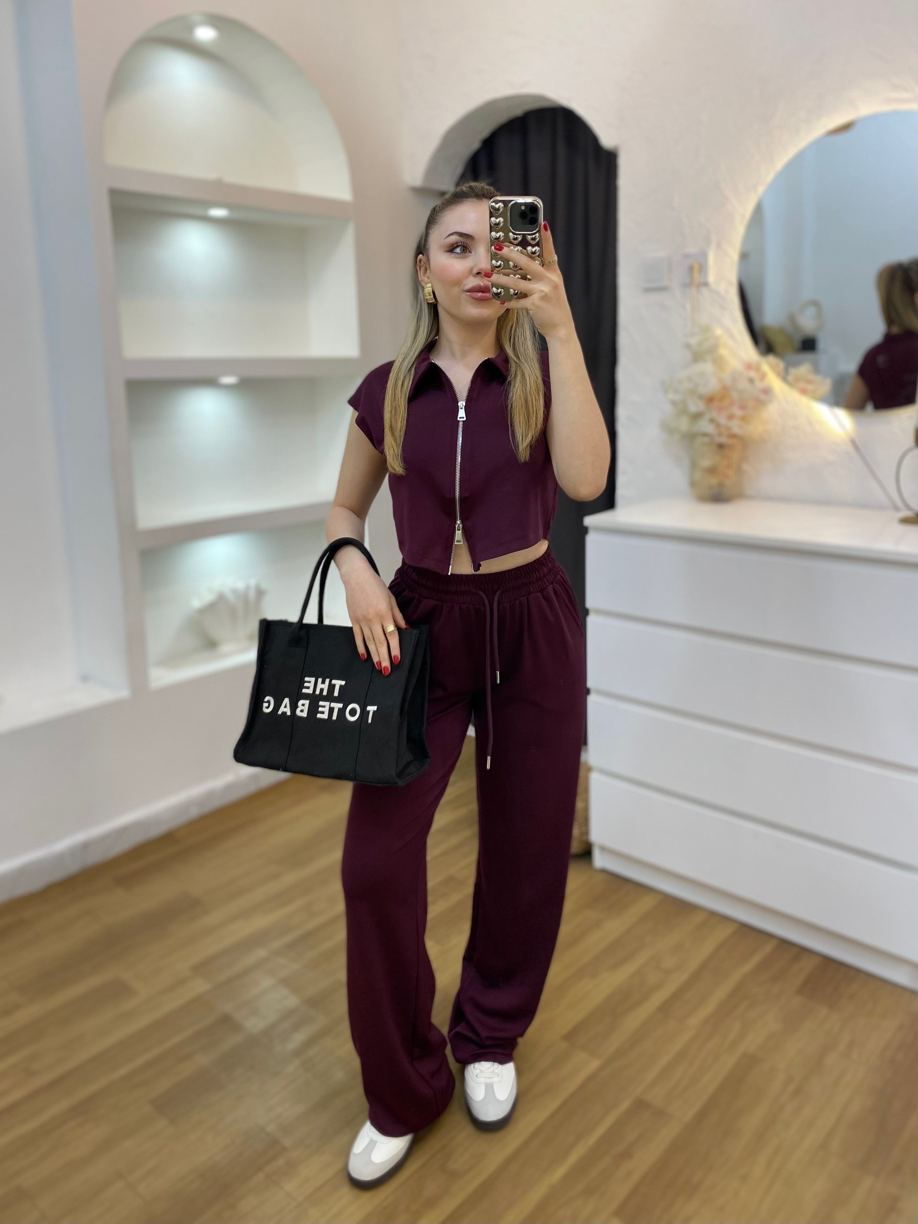 Bordo Fermuarlı Model Modal Takım