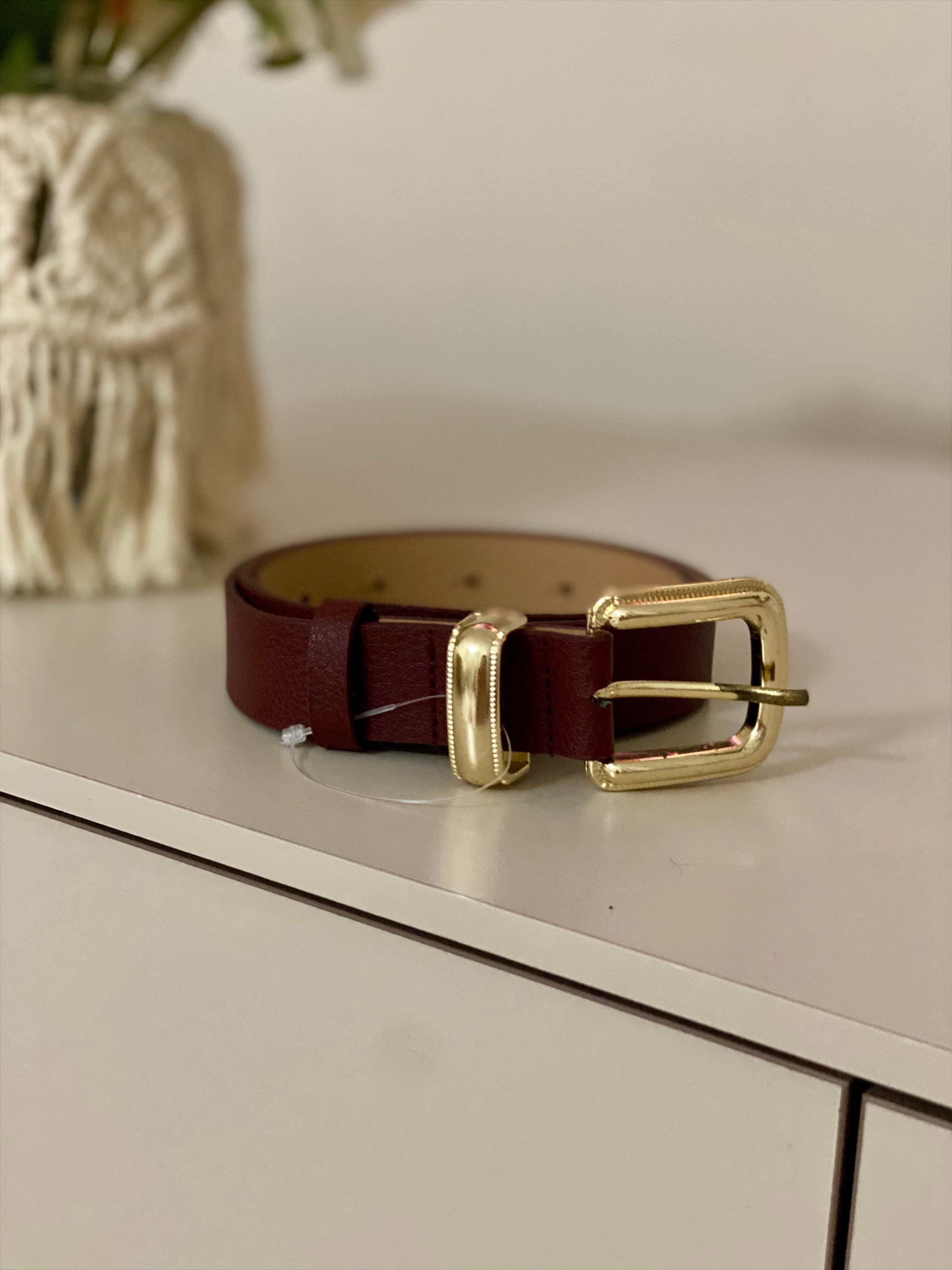 Bordo Gold Kaplama Deri Kemer