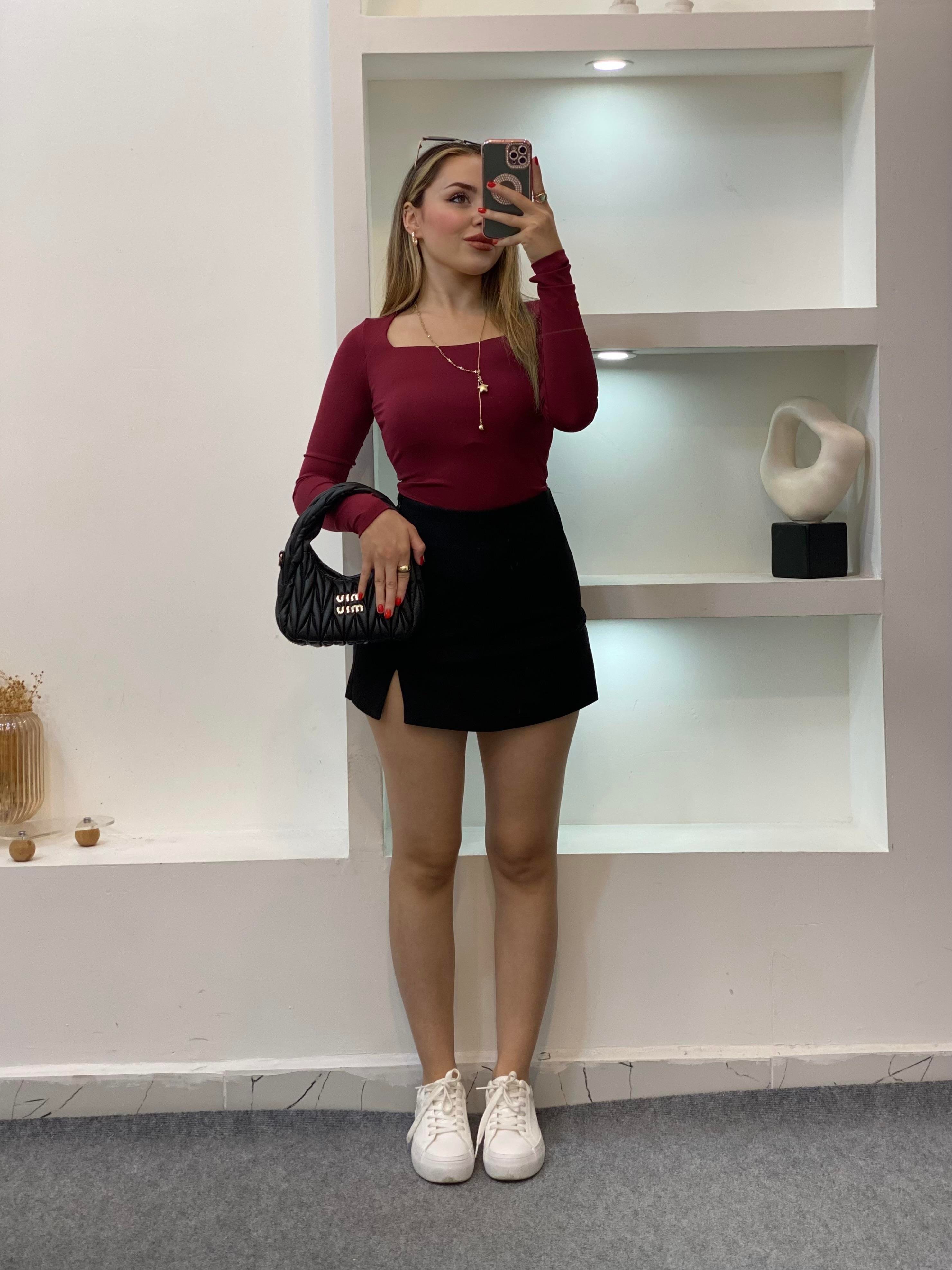 Bordo Kare Yaka Scuba Bluz