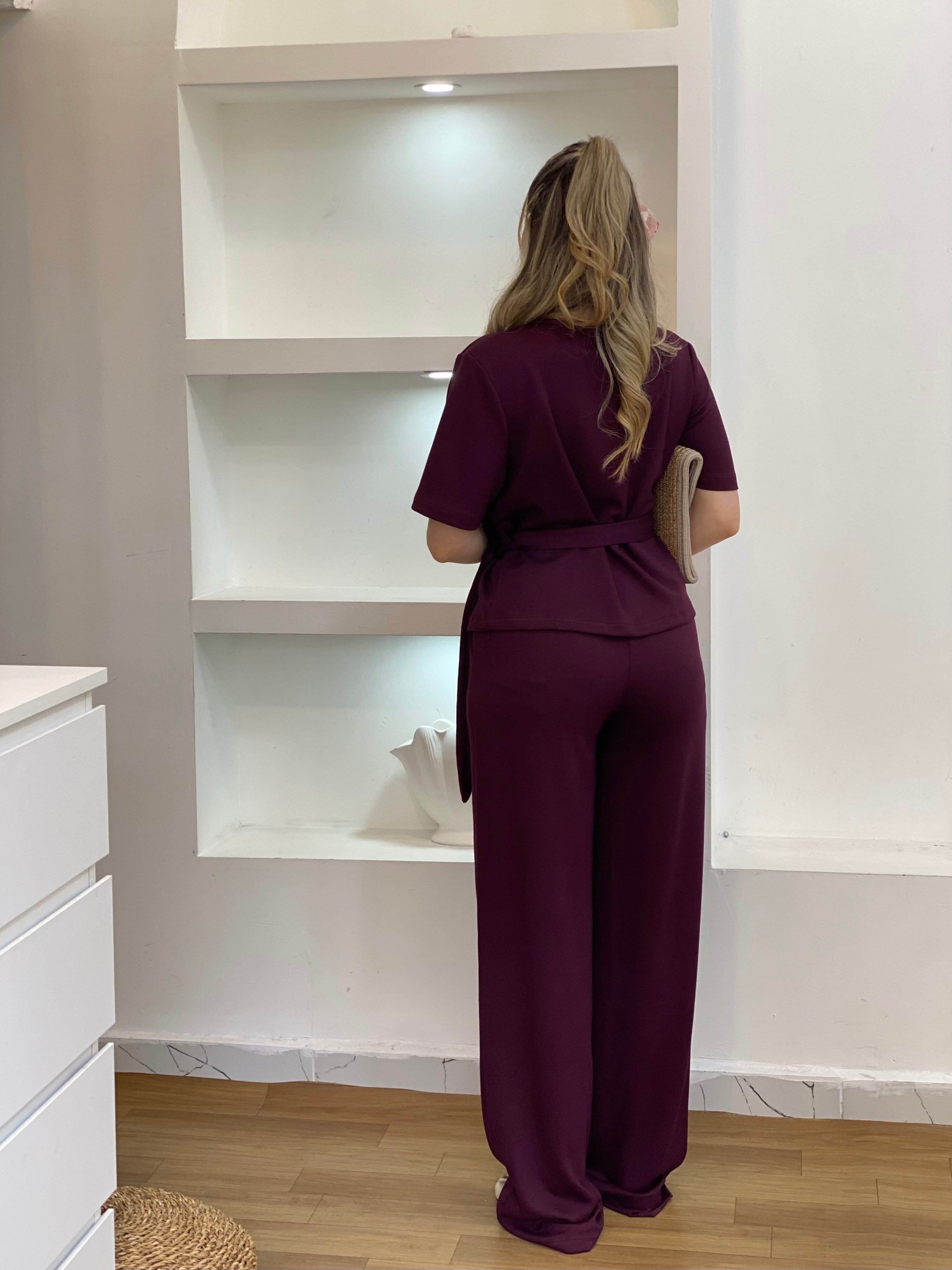 Bordo Kemerli Model Modal Takım