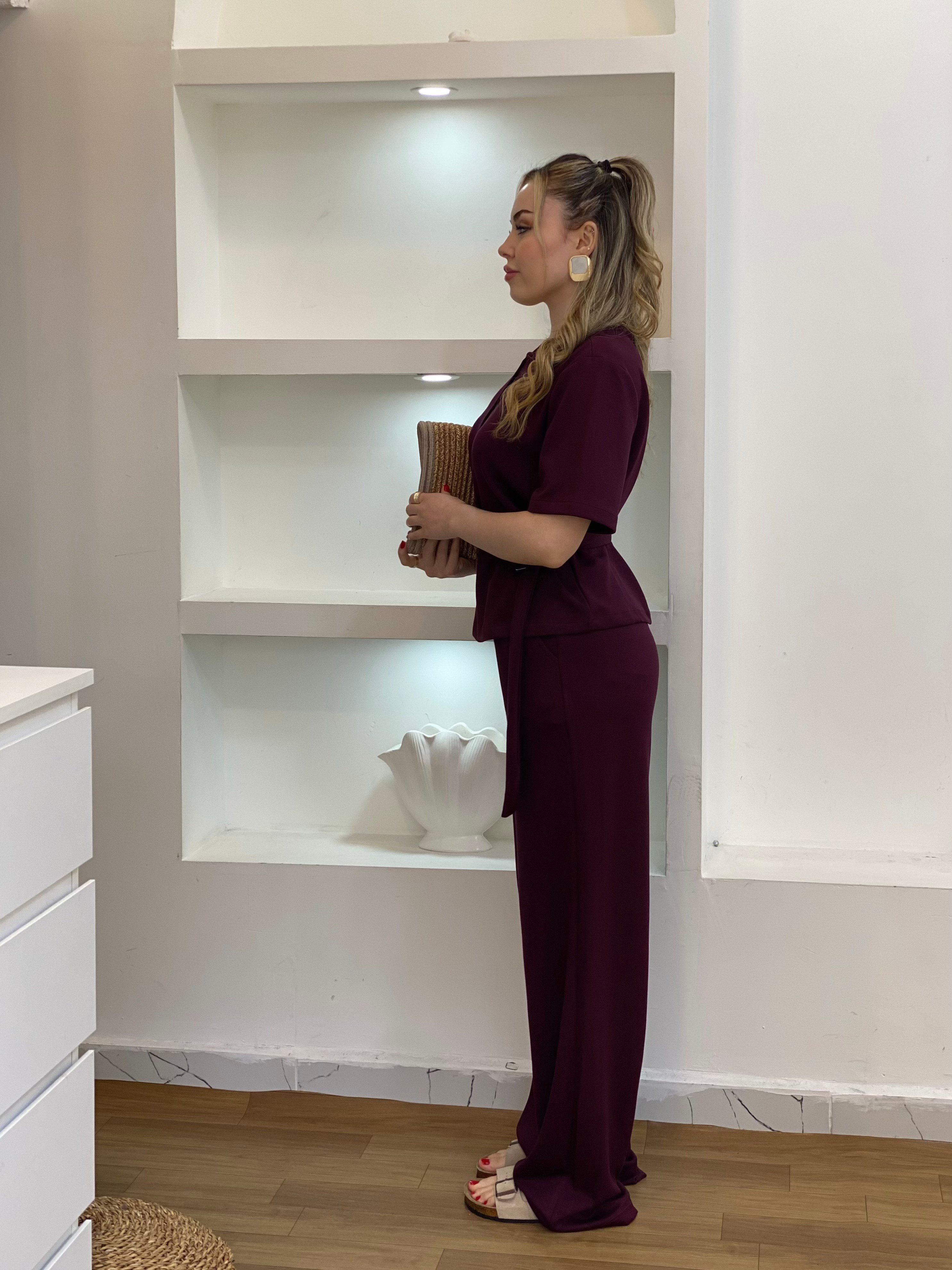 Bordo Kemerli Model Modal Takım