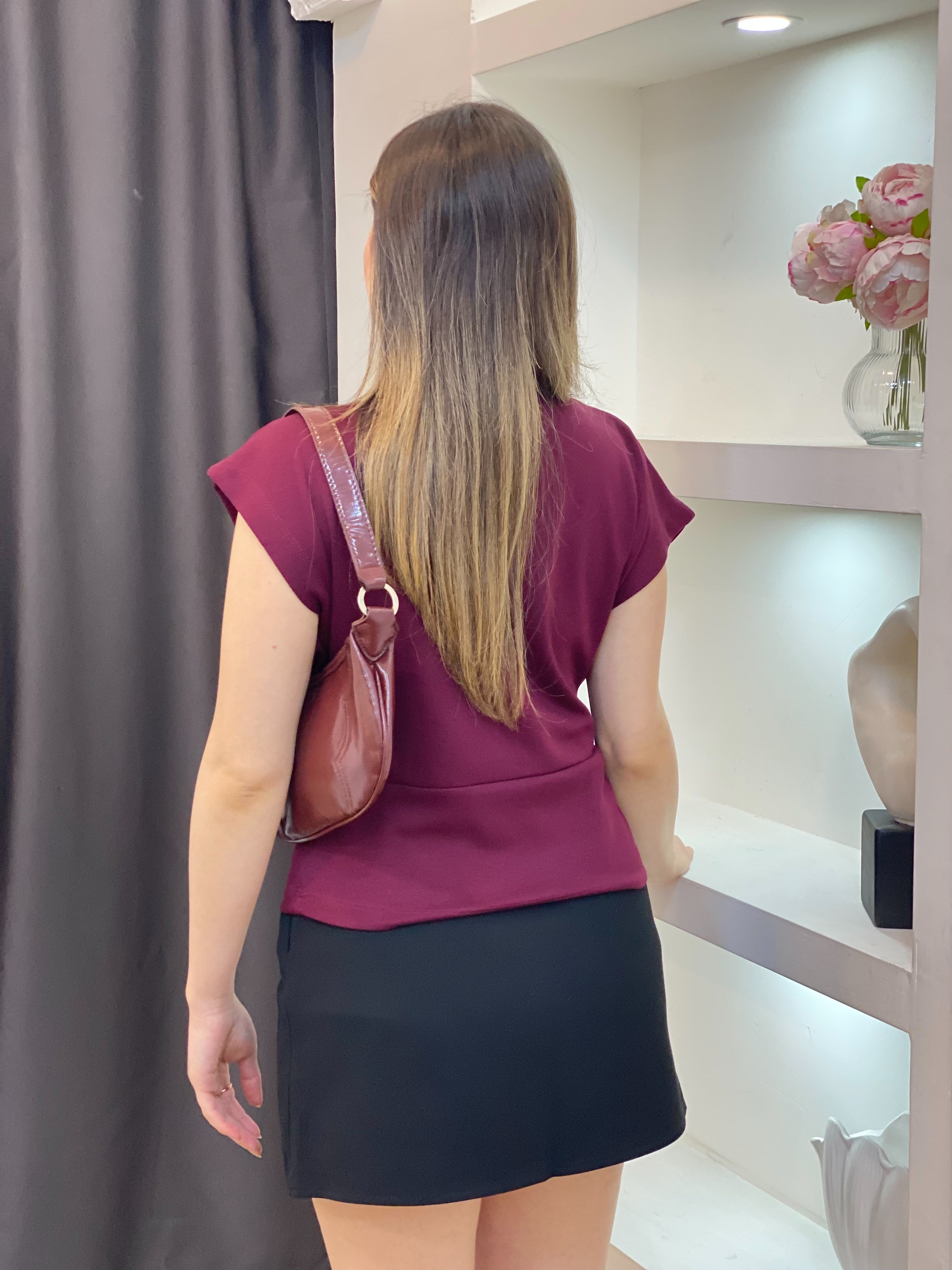 Bordo Modal Kumaş Düğümlü Model Bluz